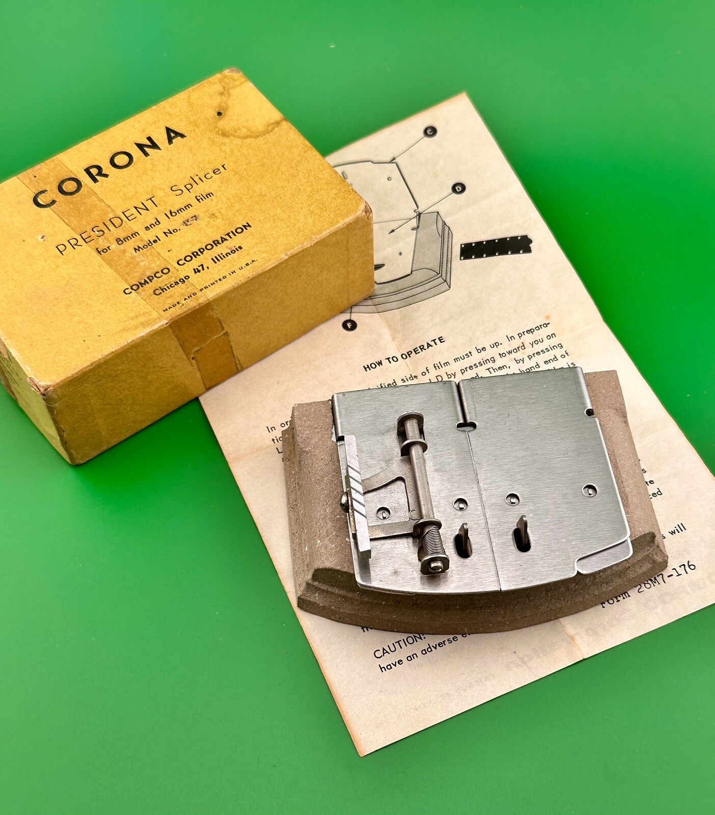 Vintage Corona President Film Splicer 8mm & 16mm Original Box & Instructions