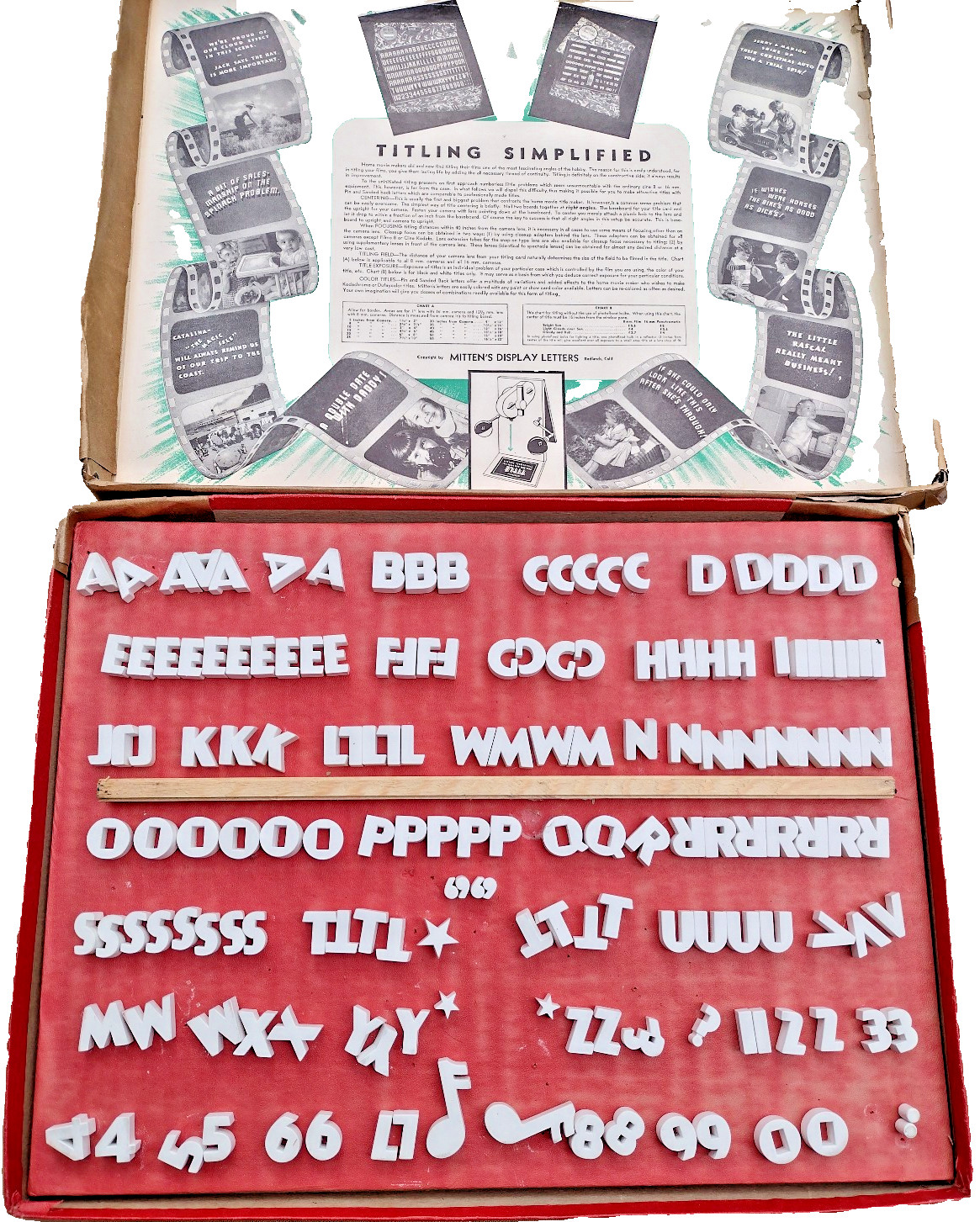 Vintage Mitten’s Professional Movie Titlers Push Pin Lettering Set PLT-1