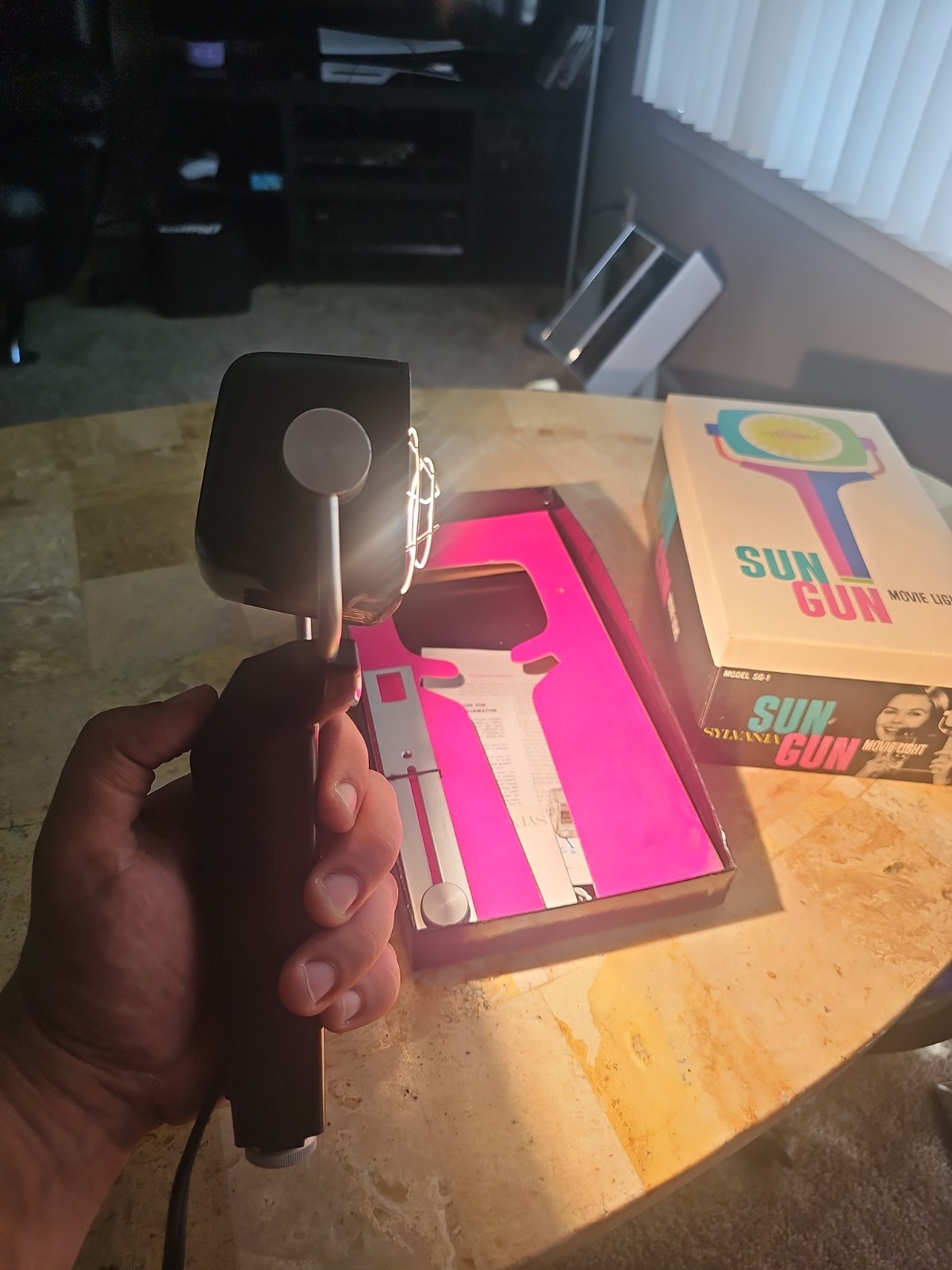 Sylvania SG-1 Sun Gun Movie Light Original Box Tested Working Manual VINTAGE