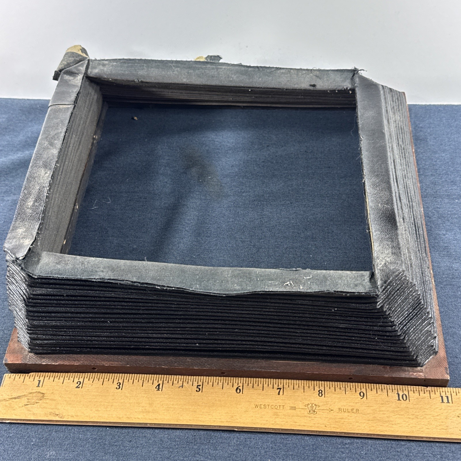 Vintage 19th Century Whole Plate Camera Leather Bellows Wood Frame – Part Repair