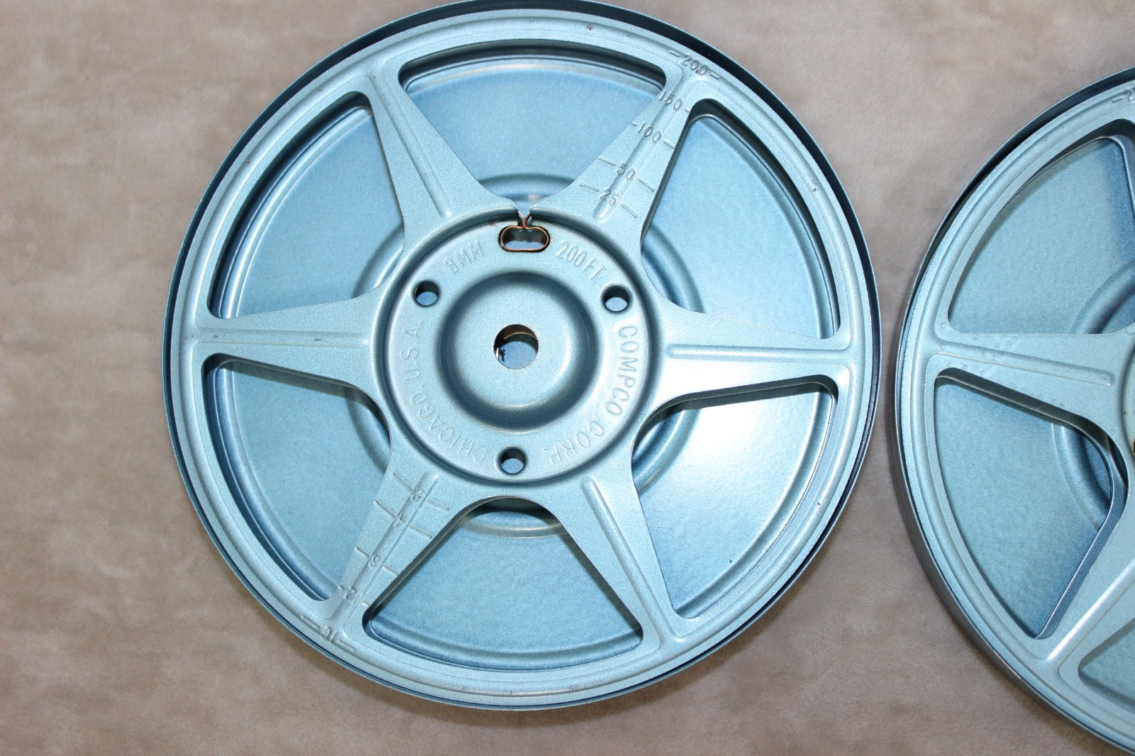 8 mm Reels and Canisters Compco 200 Feet Empty Blue Lot of 4