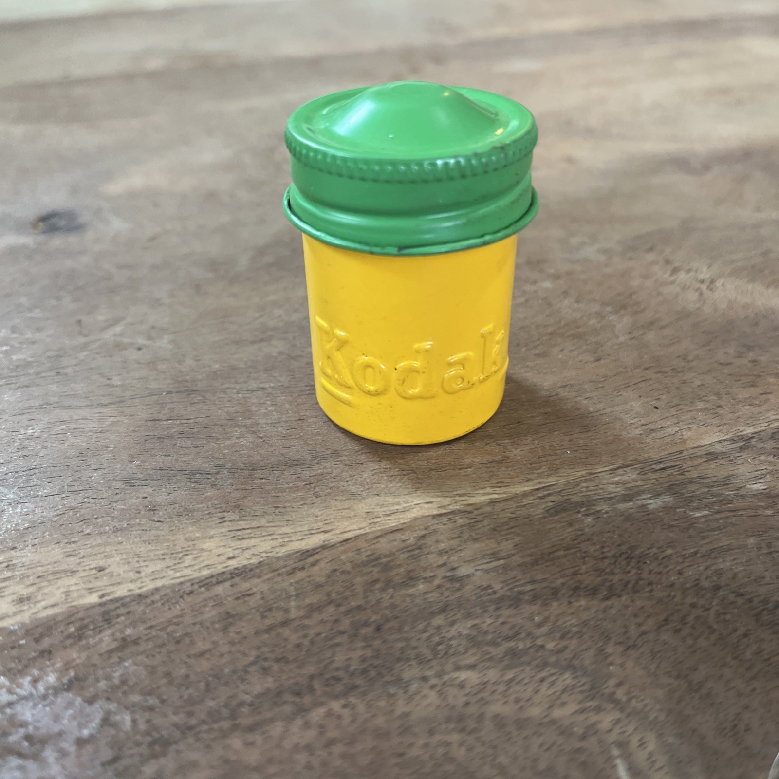 Vintage Kodak Film Metal Canister Container Green Cap Embossed 35mm