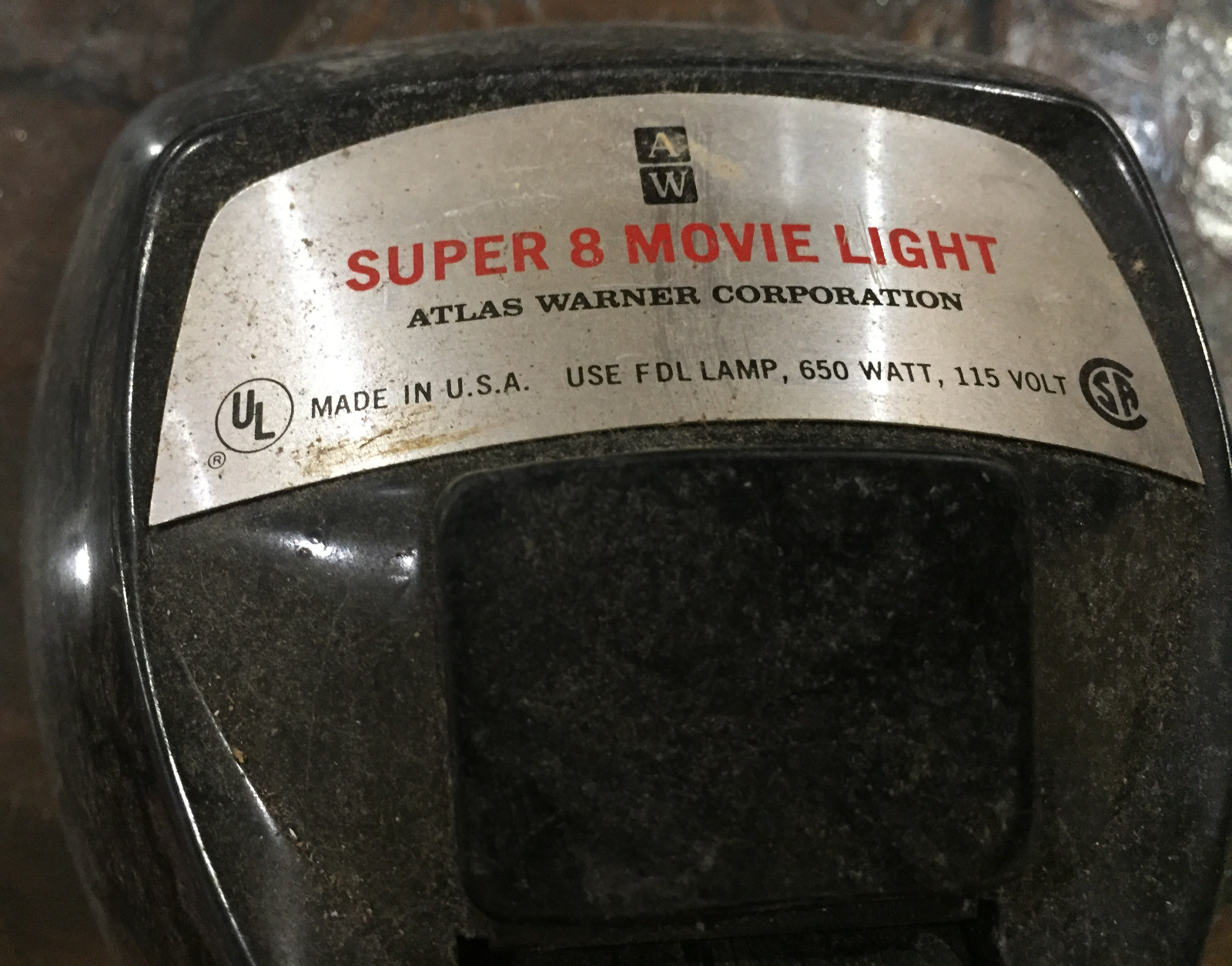 Super 8 movie camera light lamp Atlas Warner Corporation 650 watt 115 volt Works