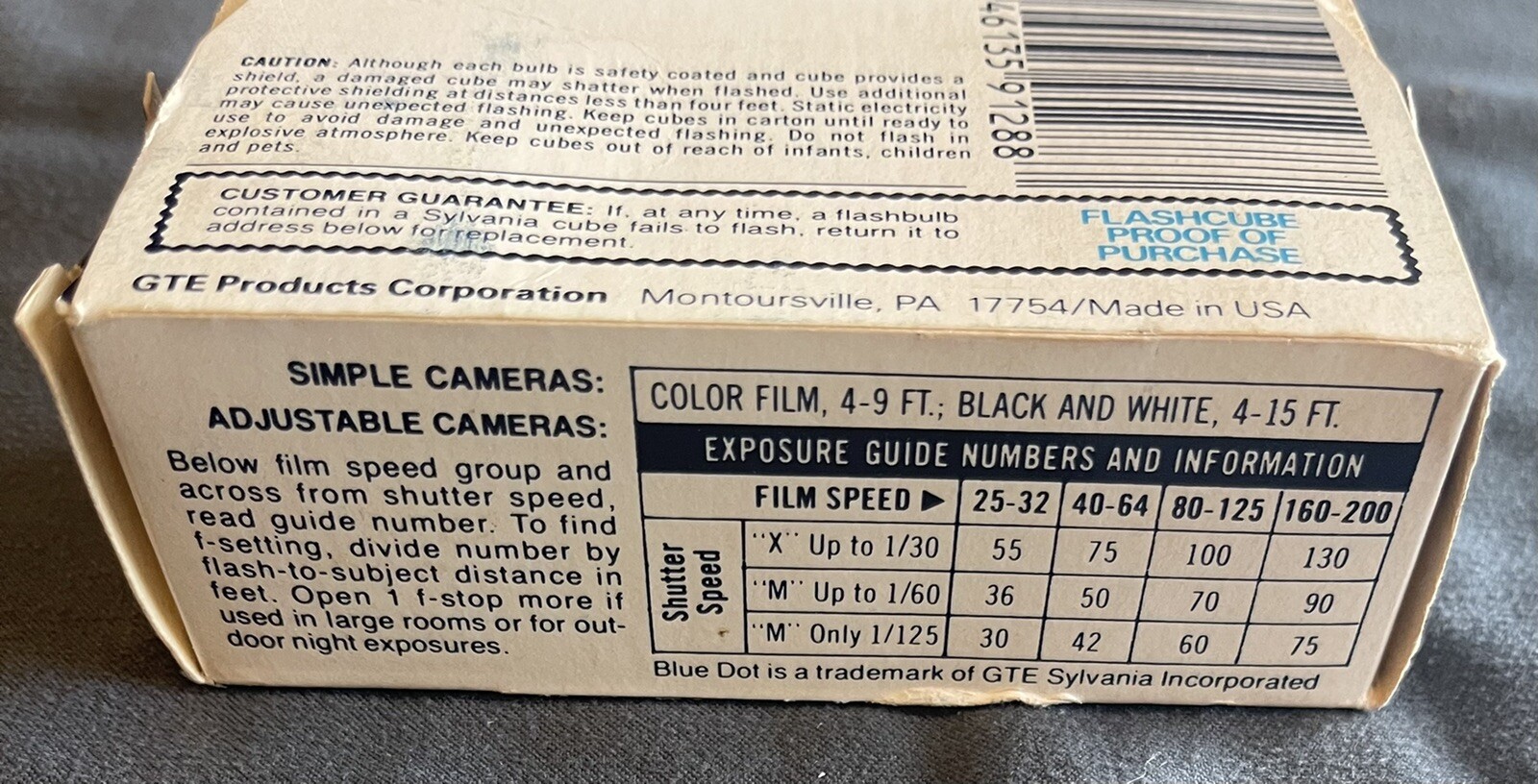 Sylvania Blue Dot Flashcubes Vintage