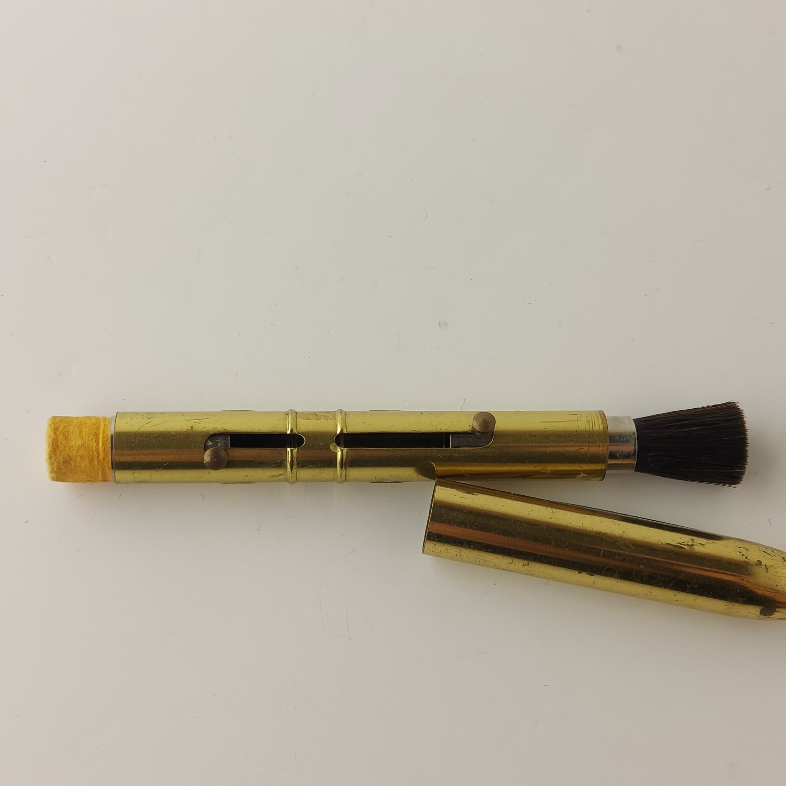 Vintage Retractable Double Ended Brass Camera Lens Brush and Polisher #5856