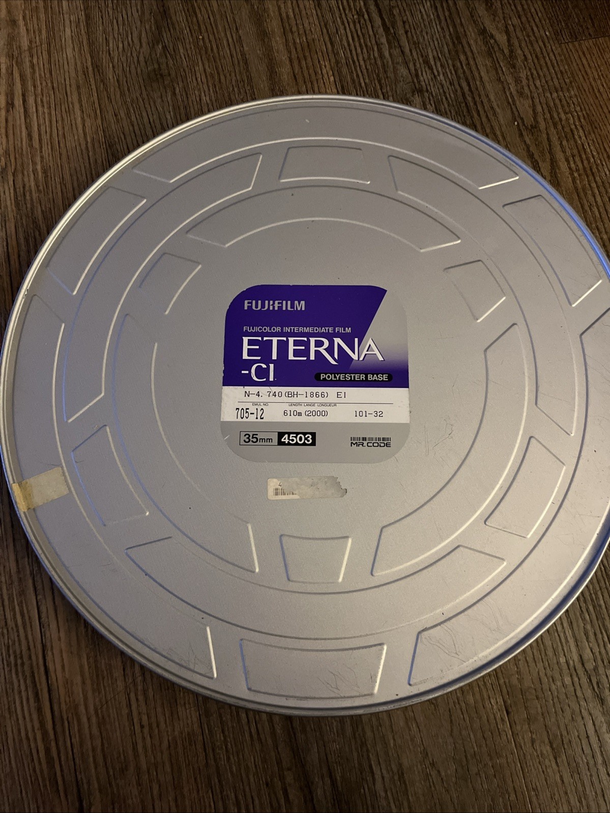 Large 15″ Vintage Tin Can Canister 35mm Fuji Film Empty 2000ft