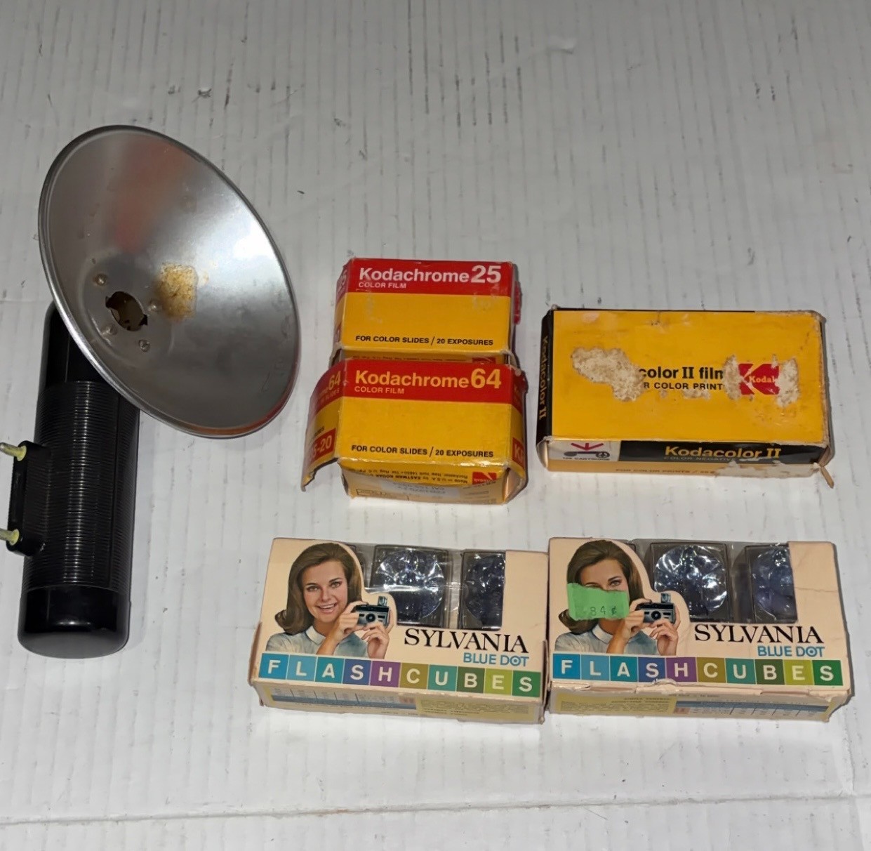 Vintage Photography Equipment Kodak film rolls flash cubes flash gun lot of 5
