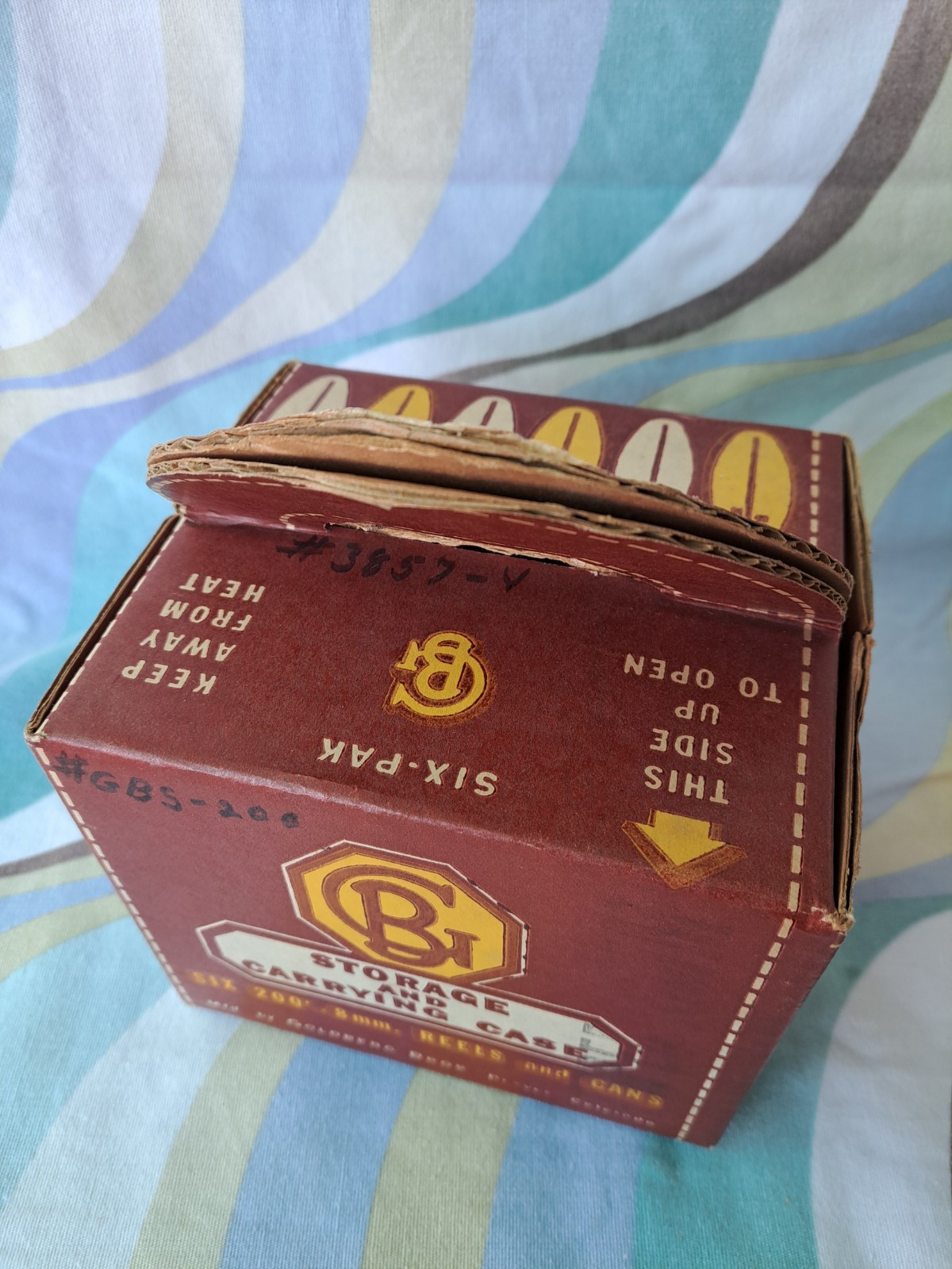 Vintage GOLDBERG BROTHERS 200′ 8mm Film Storage Cans 6 With Box & Stickers BIN30