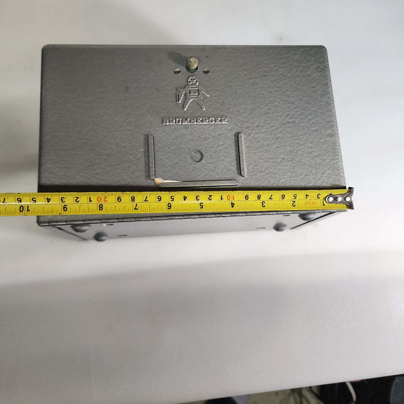 Vintage 50s 60s Brumberger Dark Room Roll Top Film Hammertone Storage Box