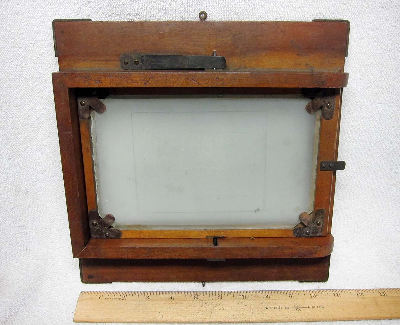 Antique VIEW CAMERA Wood GROUND GLASS Part. 5×8 OLD Large Format Spring Back
