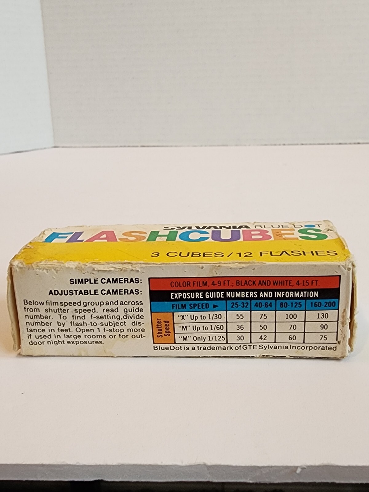 Vintage- Sylvania Blue Dot Flash Cubes- 3 Pack – 12 Flashes, Three Flashcubes