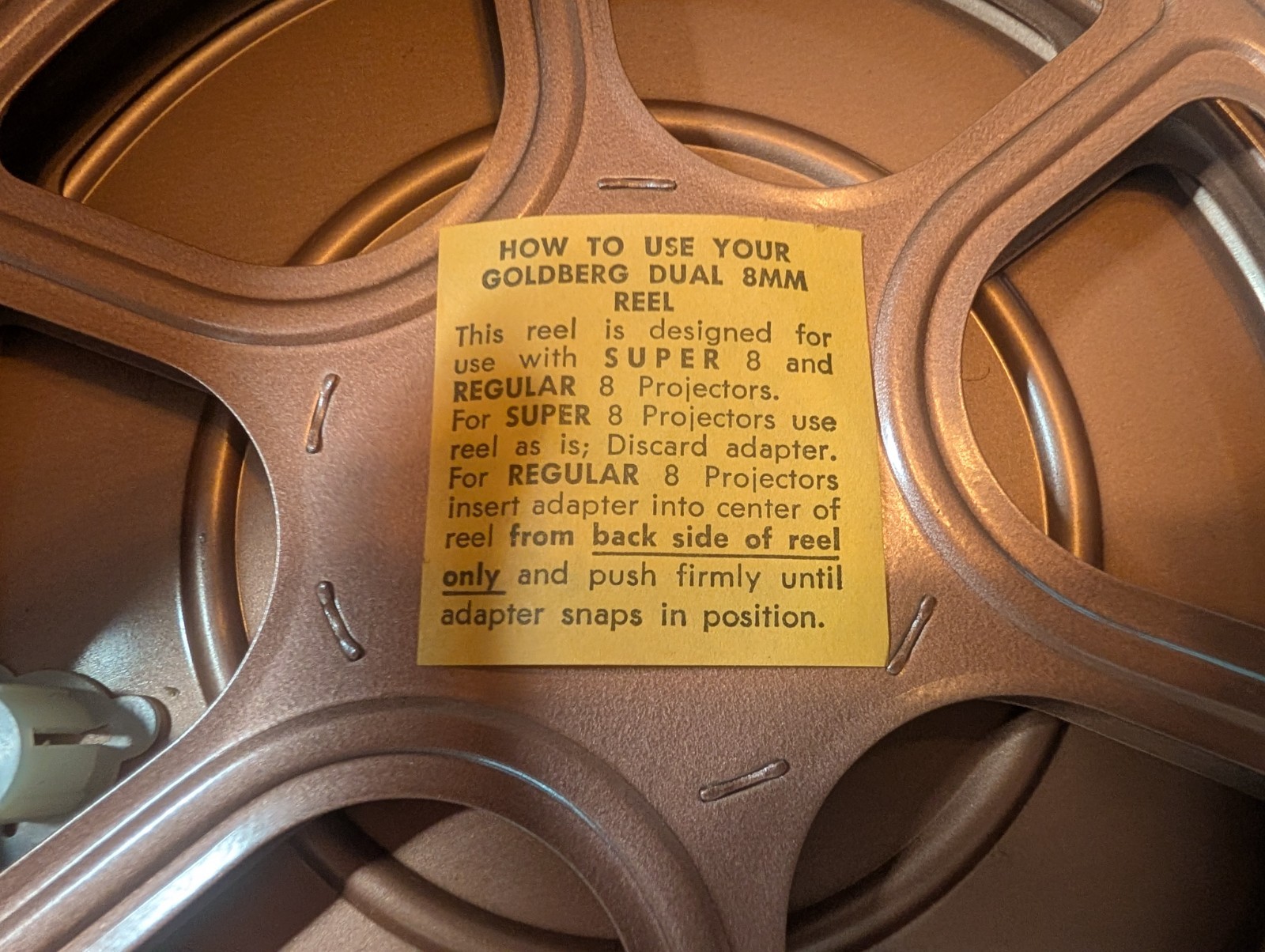 Vintage Bruce Film Storage Case w/ 2 Goldberg Dual 8mm 7″ Reels & 5″ Reel