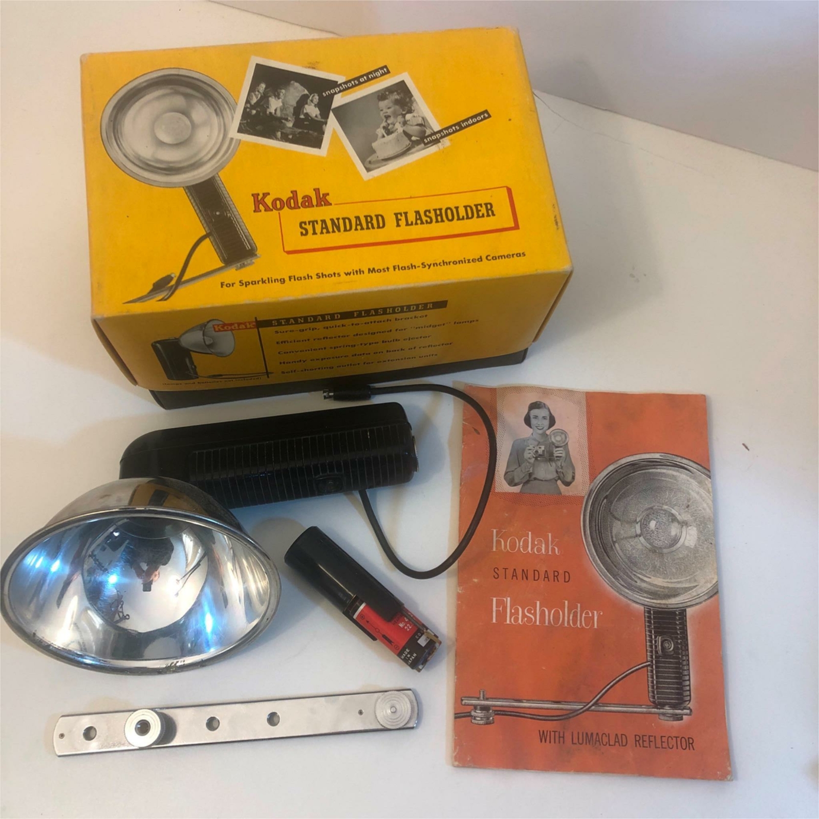 Vintage Kodak Standard Flasholder with Kodak Flashpack, manual, box