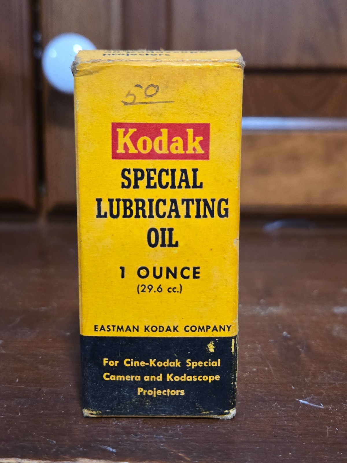 Vintage Bottle of Kodak Movie Special Lubricating Oil for Projectors w/ Box