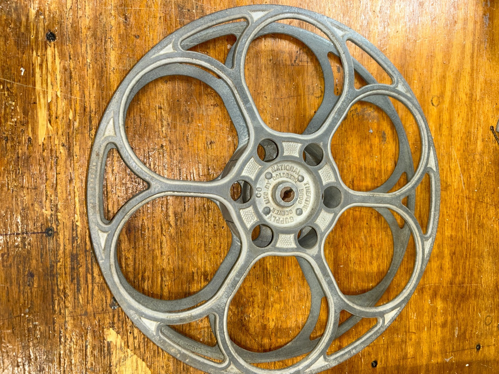Vintage National Theater Supply Goldberg Bros 15″ 35mm Aluminum 6-Hole Film Reel
