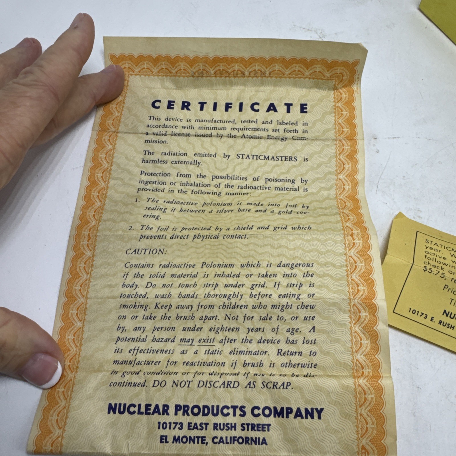 Staticmaster Nuclear Products Co. 1” #1550 Bakelite In Original Box Made In USA