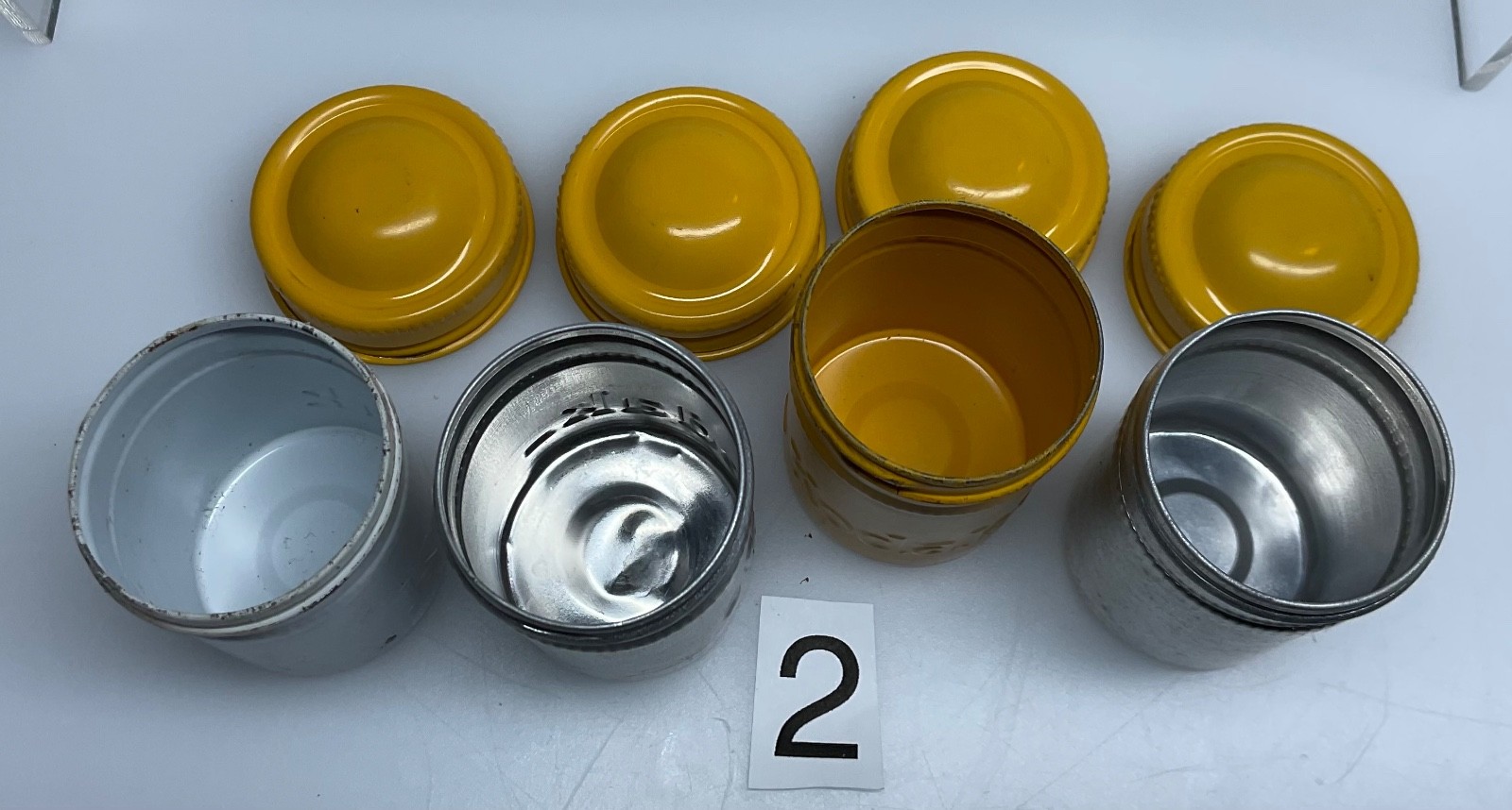 4 VTG Lot Kodak 35mm Film Roll Embossed Container Metal Tin Can Canister yellow