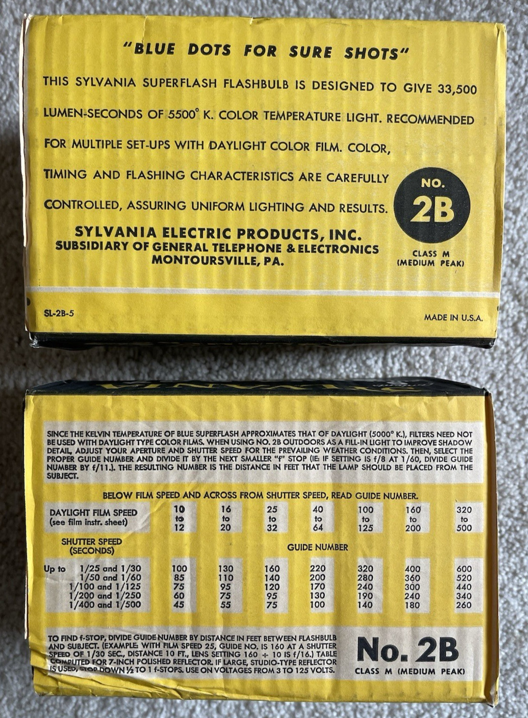 Vintage Sylvania Blue Dot Flashbulb #2B Class M – 12 Bulbs (Two 6-Packs)