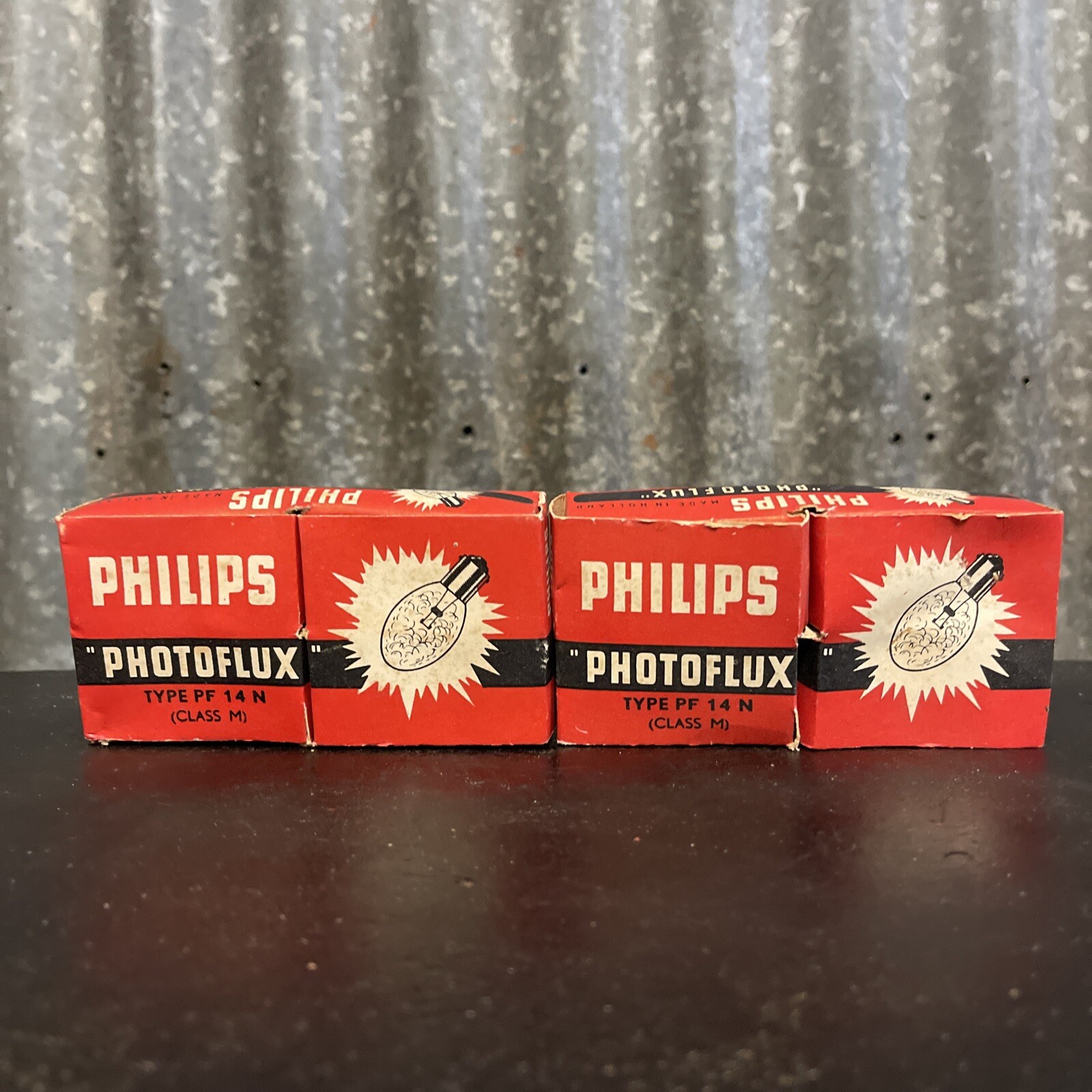 Vintage Philips Photoflux PF1B Flash Bulbs 2 packs of 4 boxed opened never used