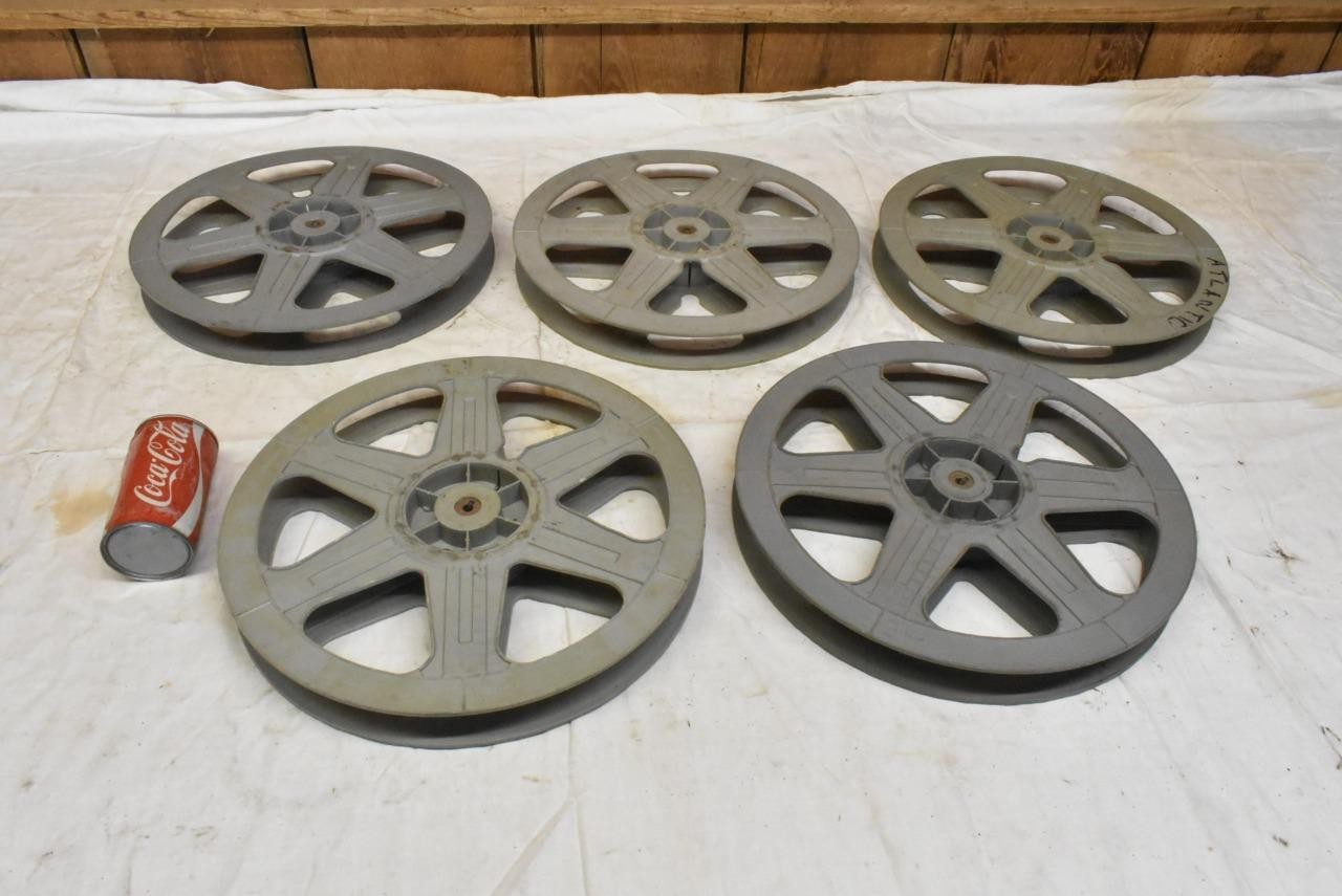 Lot of 5 Vintage 35 mm Movie Theater Film Reel Plastic 14.5″ Plio Magic