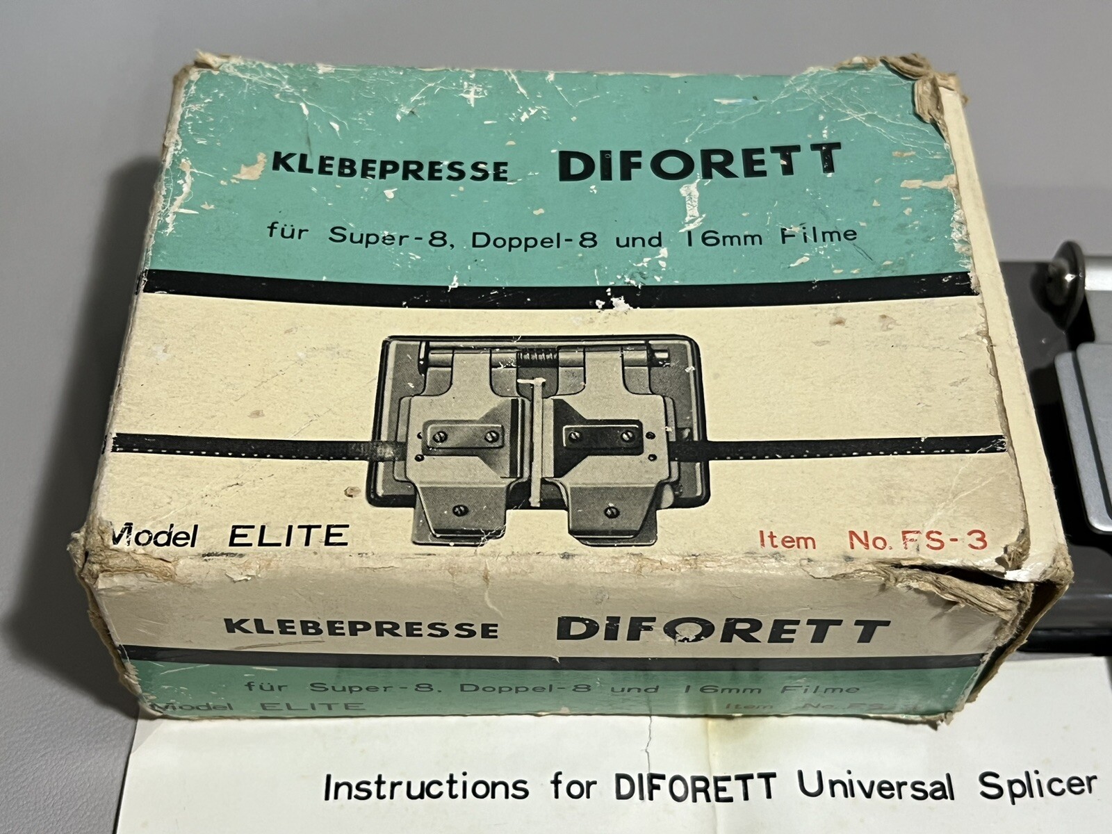 Vintage FS-3 DIFORETT Film Splicer For 8mm 16mm Super-8 JAPAN w/ Box RARE