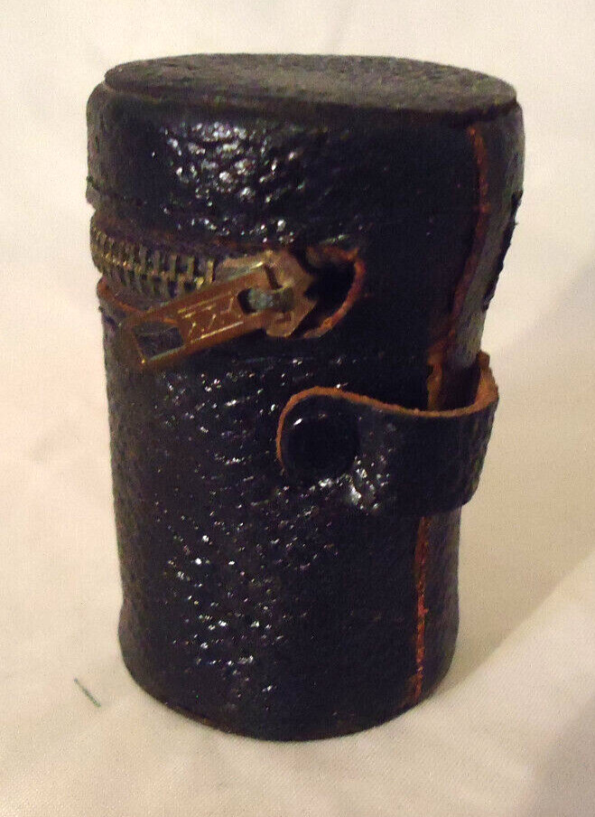 VINTAGE FAUX LEATHER ZIPPER TOP FILM CANISTER