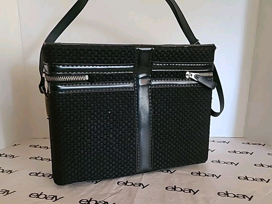 Zippered Camera Accessory Case 1950’s Black Box Bag with carrying strap Rainbow