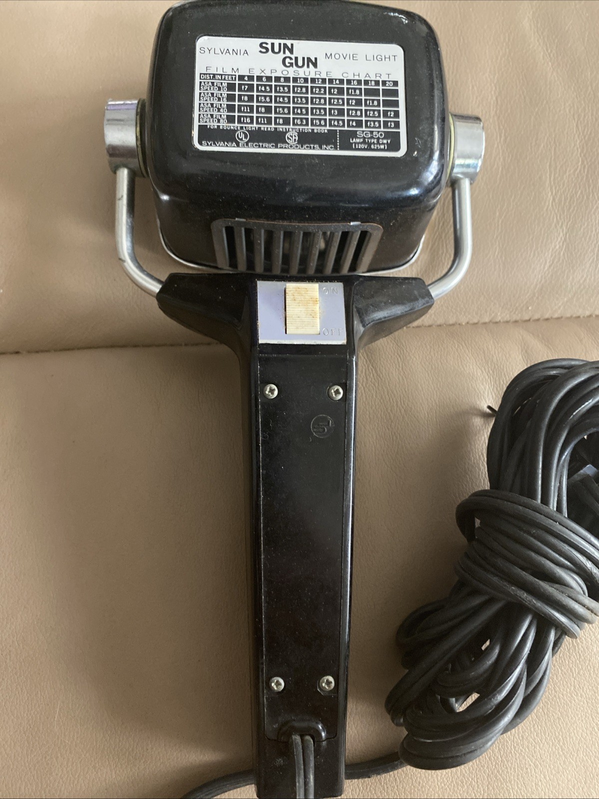 Vintage Sylvania Sun Gun – Model: SG-50 – Electric Movie Light — Tested No Bulb