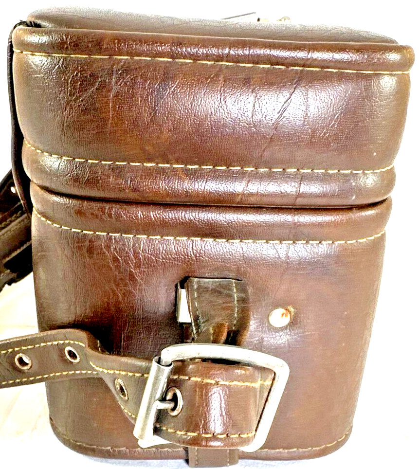 Vintage Brown Leather Camera Case, 1970s, Buckle Closure, Italy, used (BB2)
