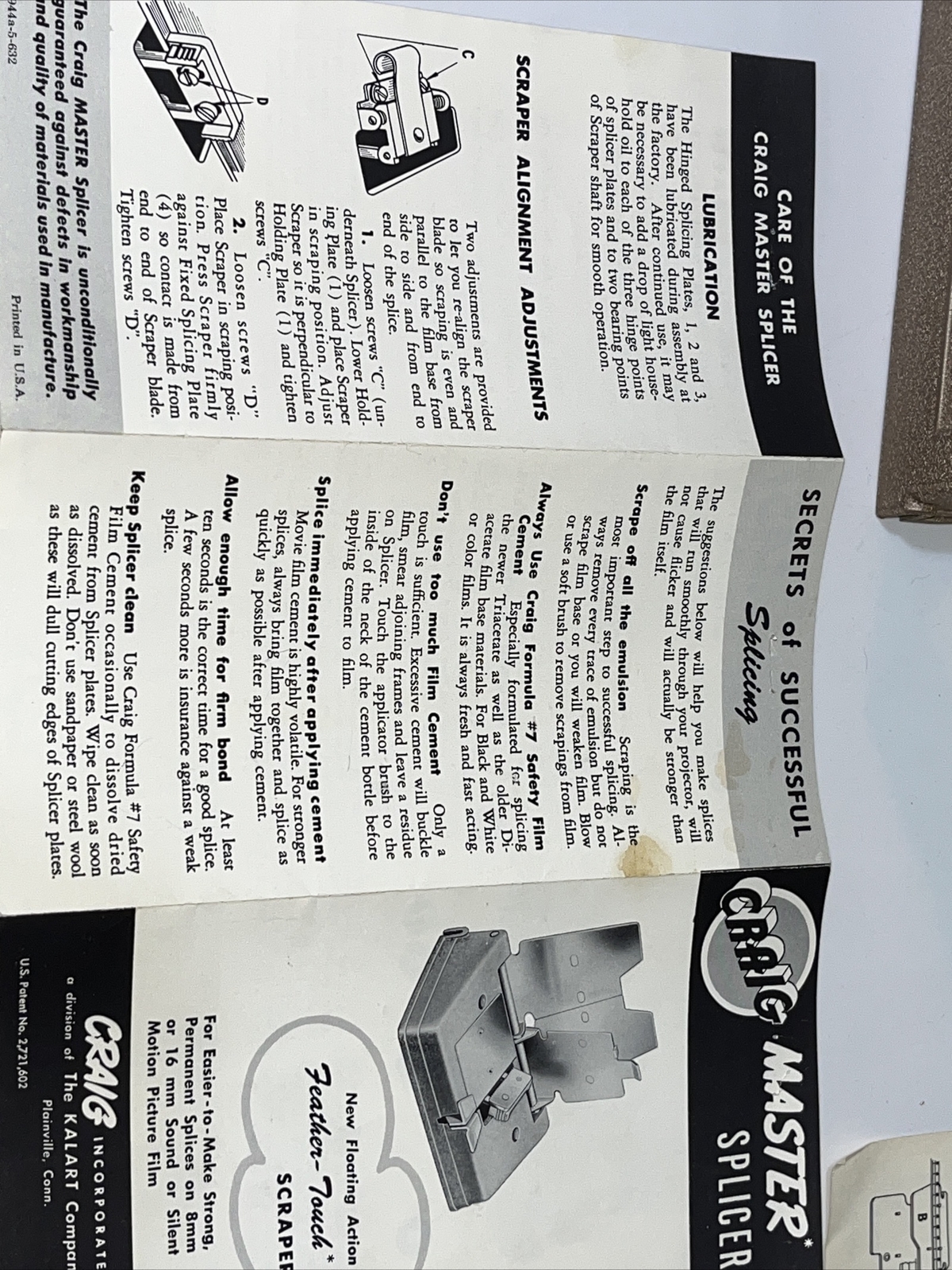 Vintage Craig S-3 Model Master Splicer – 8mm & 16mm Film w/Box & Instructions