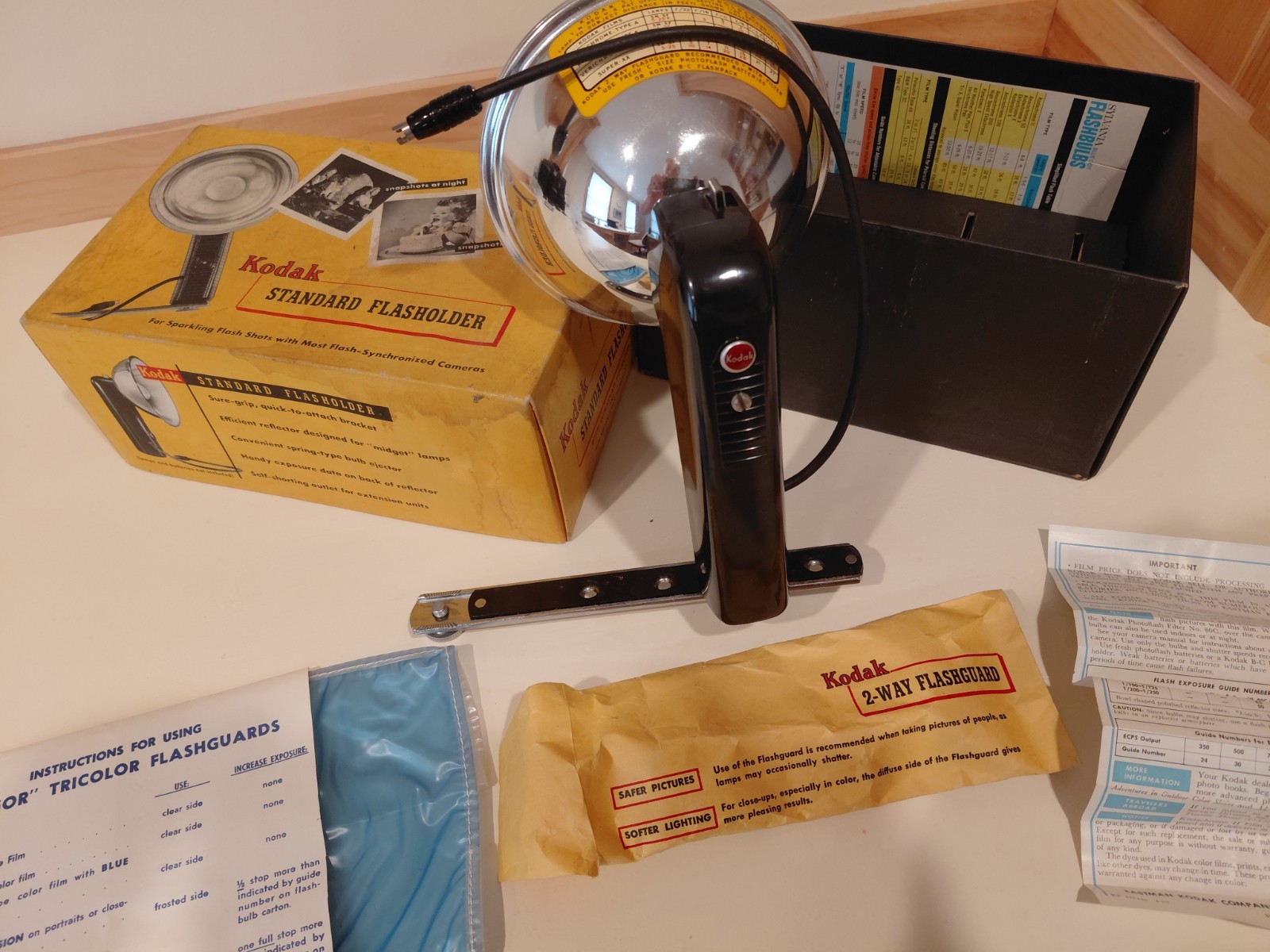 Kodak 1952 Model 720/721 Standard Flash Holder Set Complete (tricolor & 2-way g