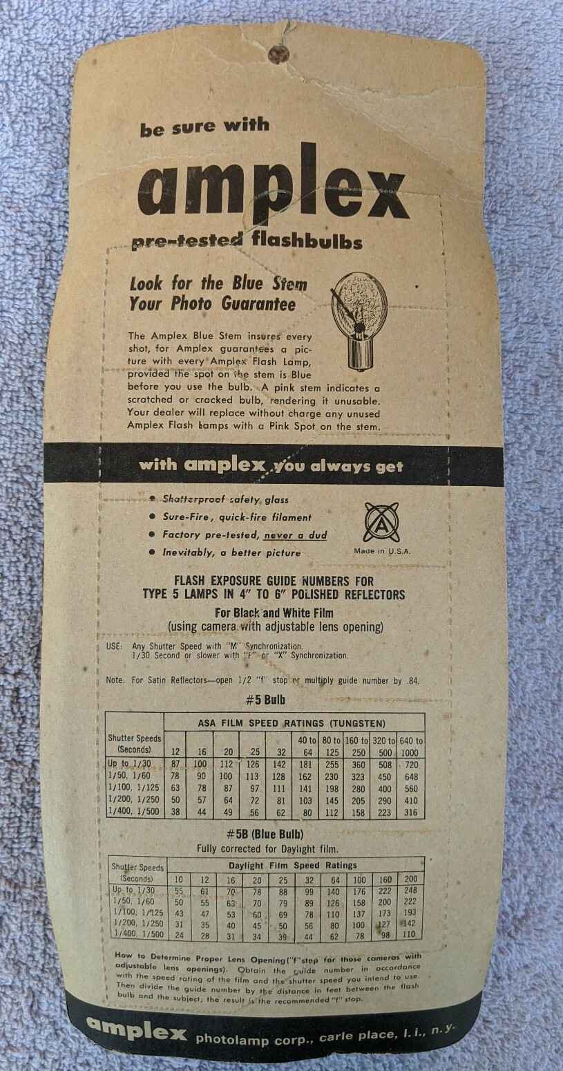 Vintage Photoflash by Amplex 12 Type 5 Blue Bulbs New in package