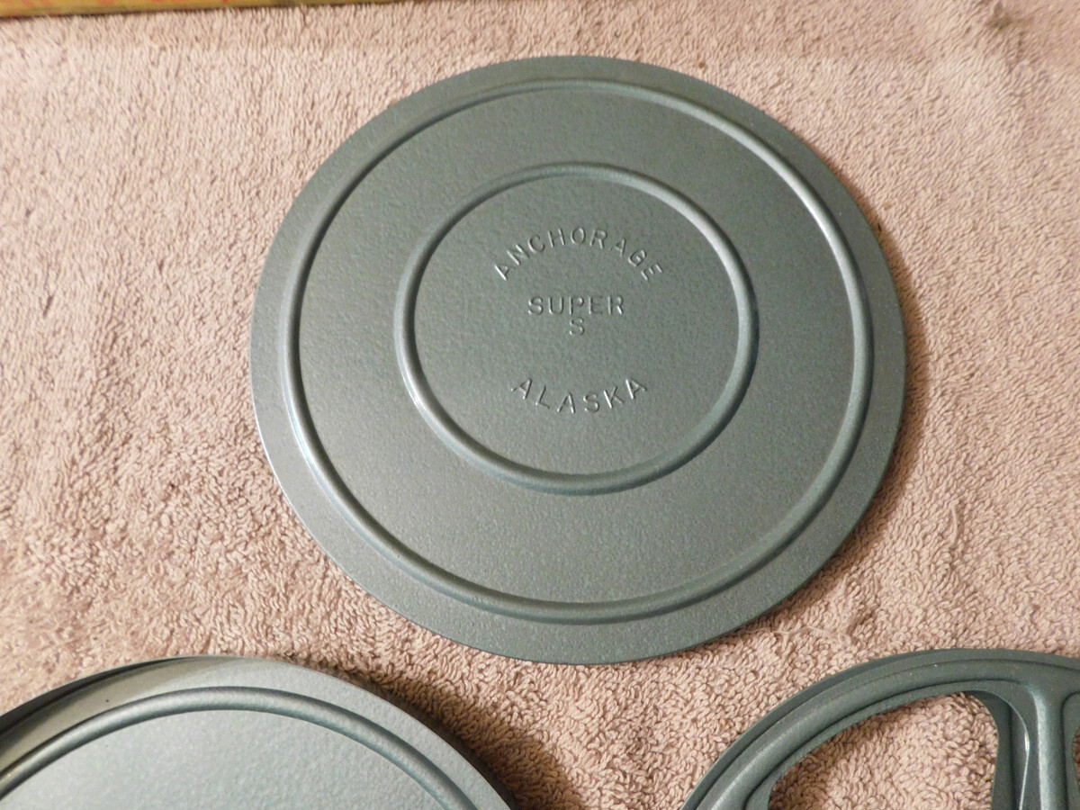 8mm Metal Film Reel Tin Can Canisters & Reels Anchorage Alaska “Super S” RARE