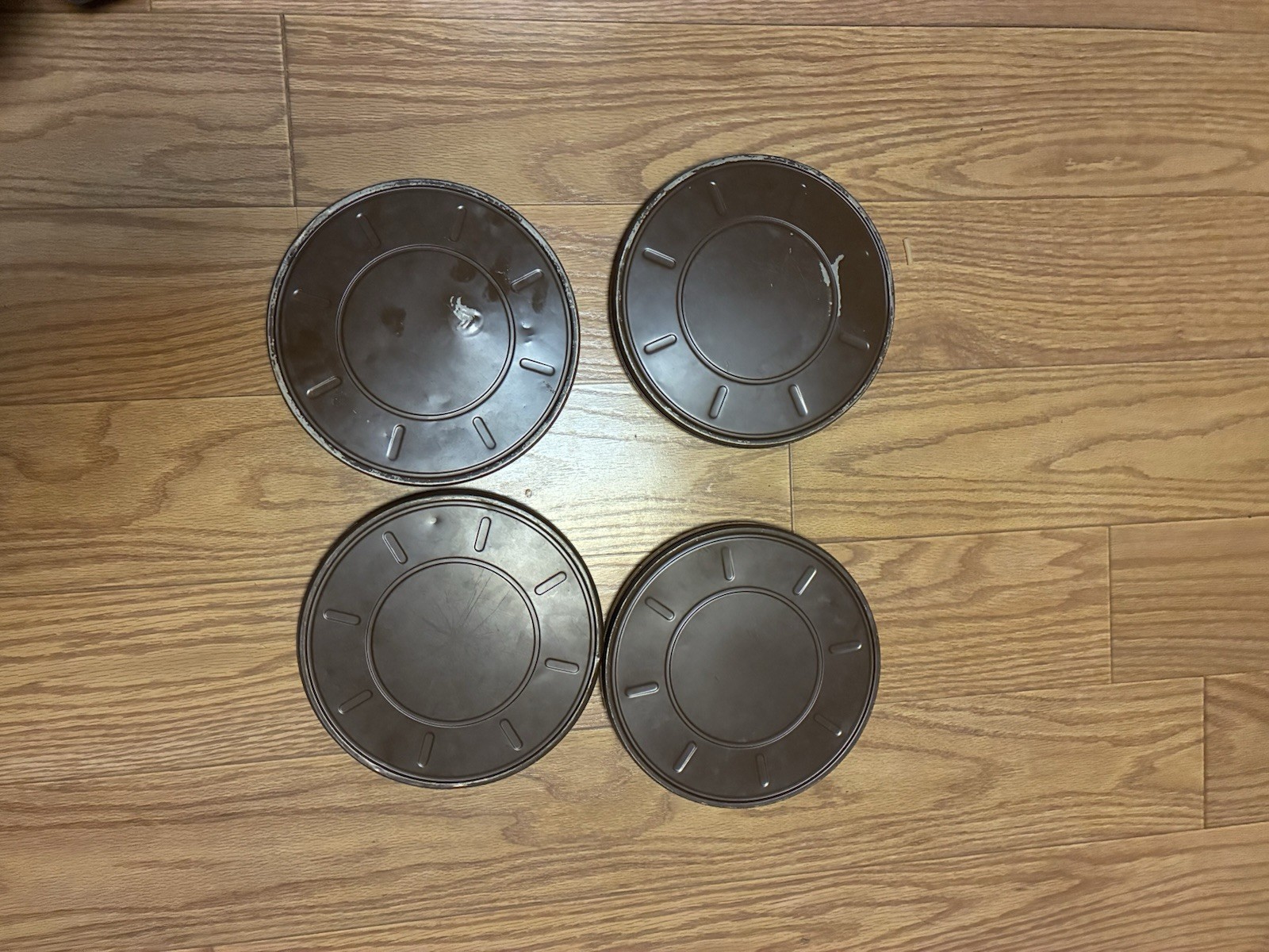 Lot Of 4 GOLDBERG BROS Steel 16mm Film Cans & Plastic Reels 9.5”