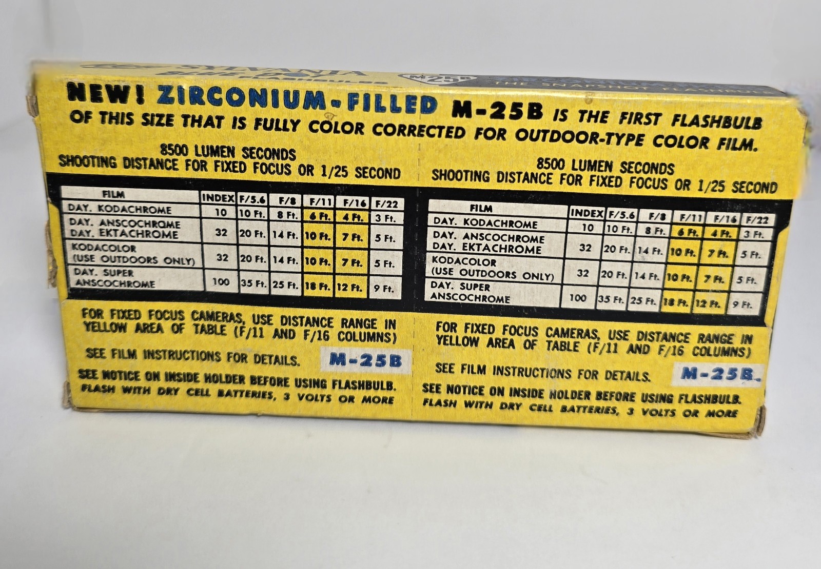 Slyvania Blue Dot M25 Vintage Superflash Bulbs Zirconium Filled NIB 12 Bulbs