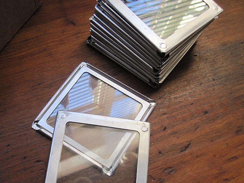 Davidson Star D 2 1/4 x 2 1/4 Vintage Metal Slide Binders glass craft organize