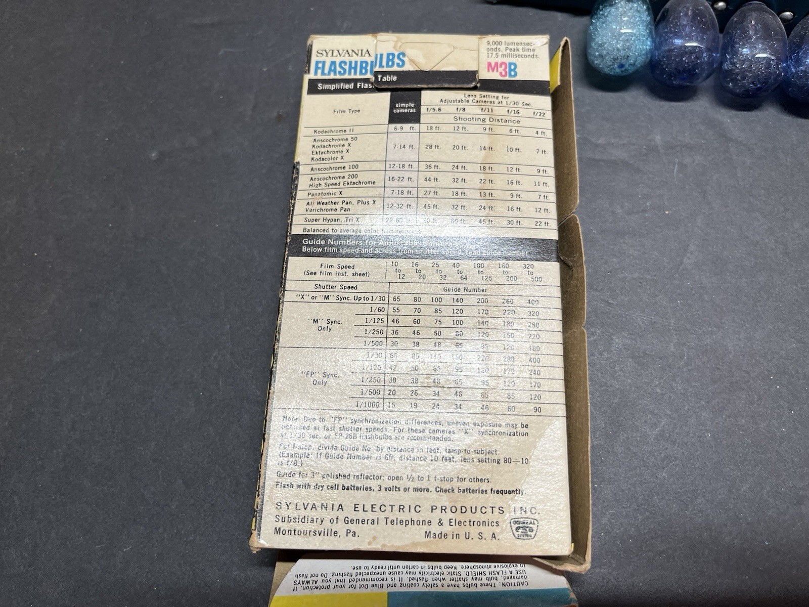 Vintage Sylvania Blue Dot Flashbulbs M3B with Original Packaging/Partial Box