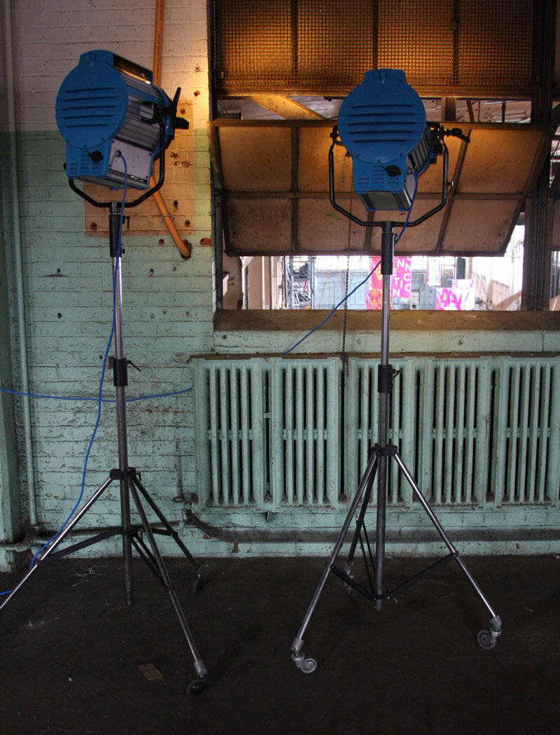 Arri production lights on stand, hollywood movie set, tv for home decor, lamp