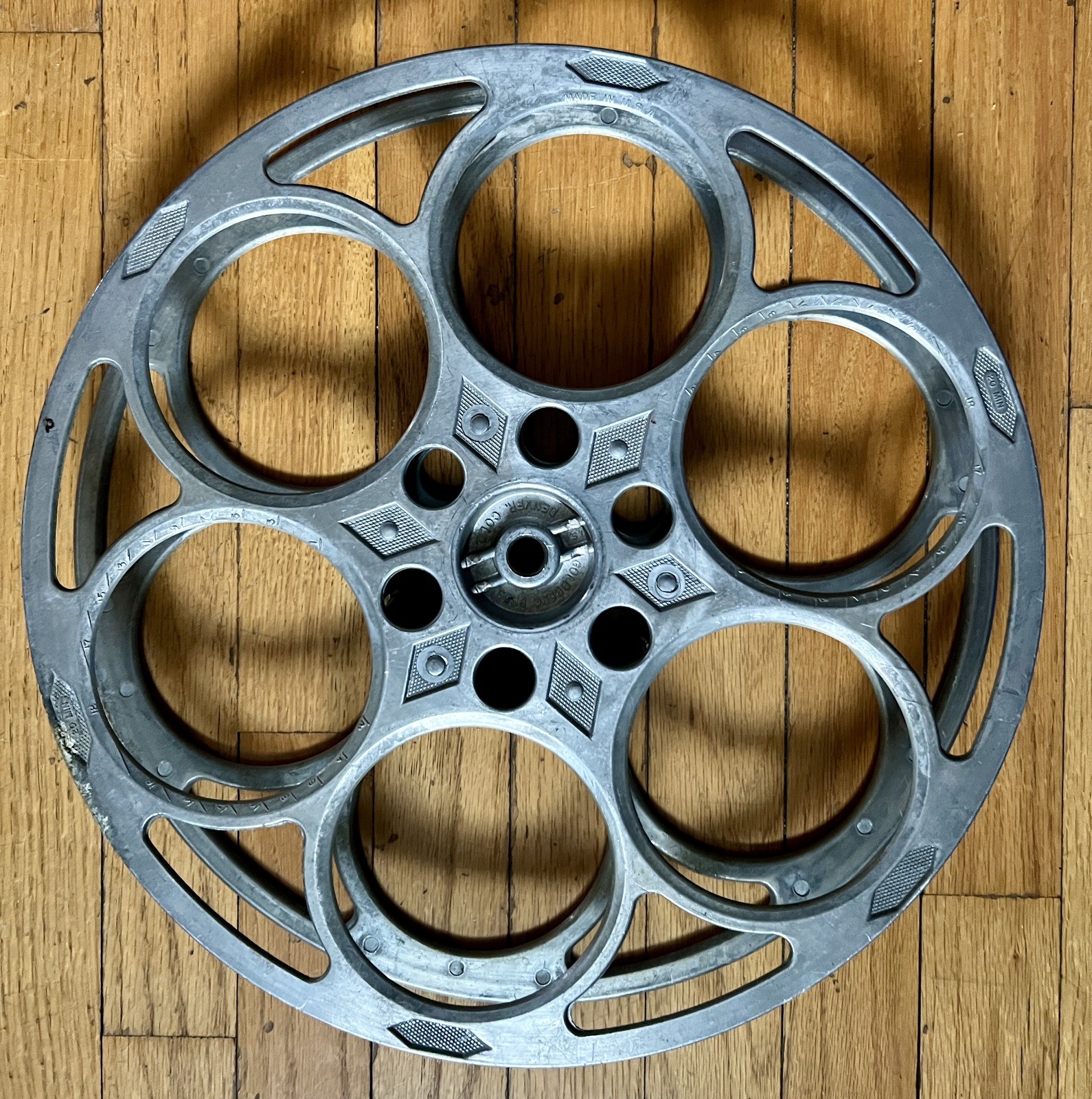 Vintage Goldberg Bros. 15″ 35mm Aluminum Movie Film Reel 6 Hole