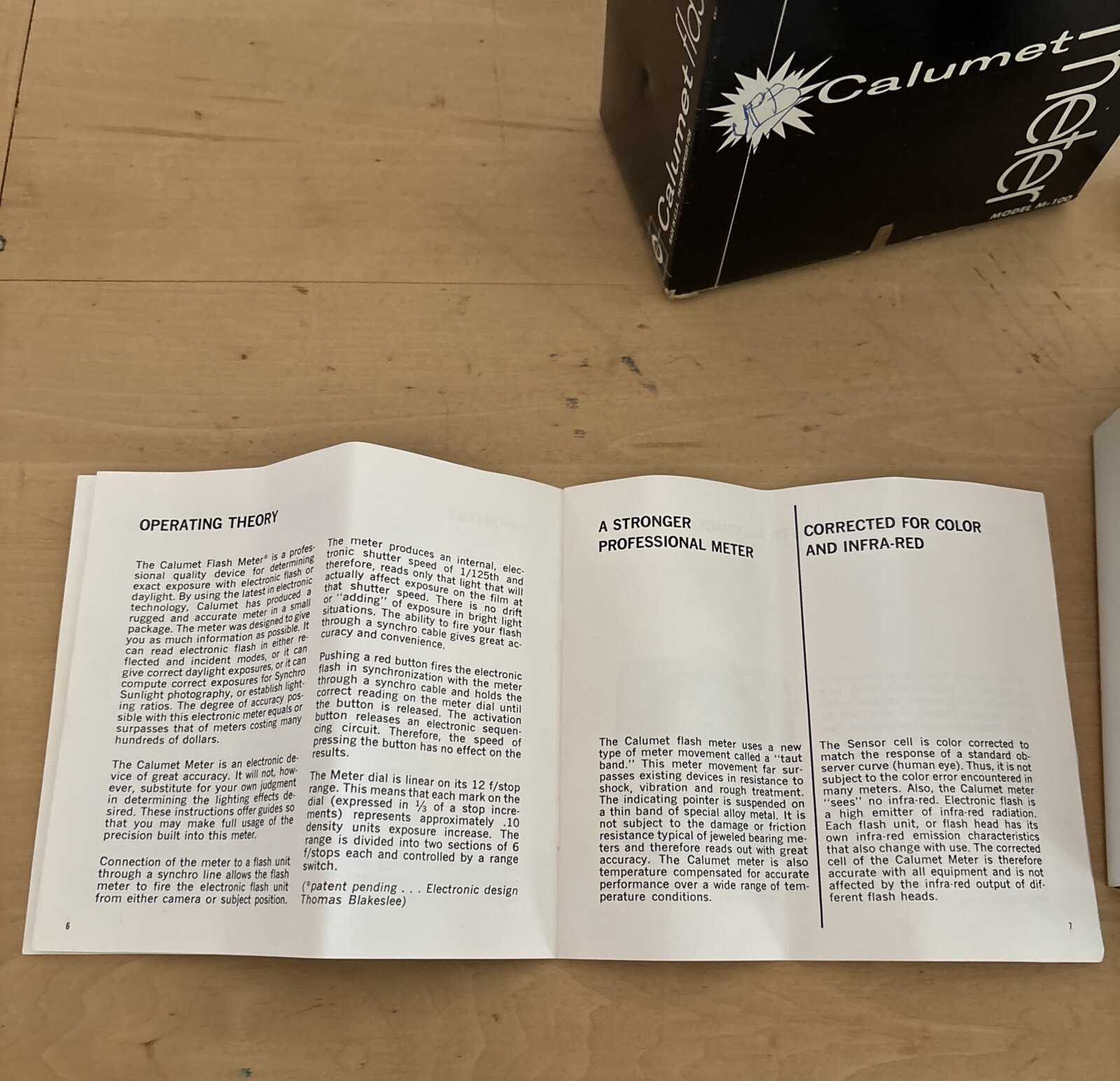 Vintage Calumet Flash Light Meter M-100 Original Box Cords Instructions