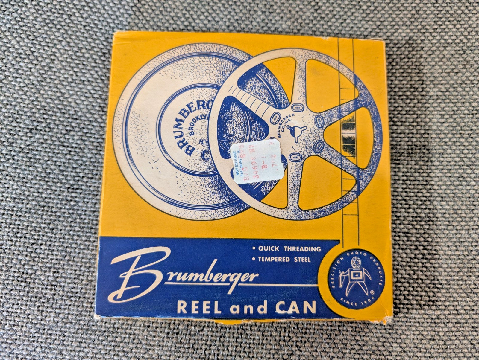 Set of 3ea vintage Brumberger Reel And Can 8mm 200ft #1018 Tempered Steel