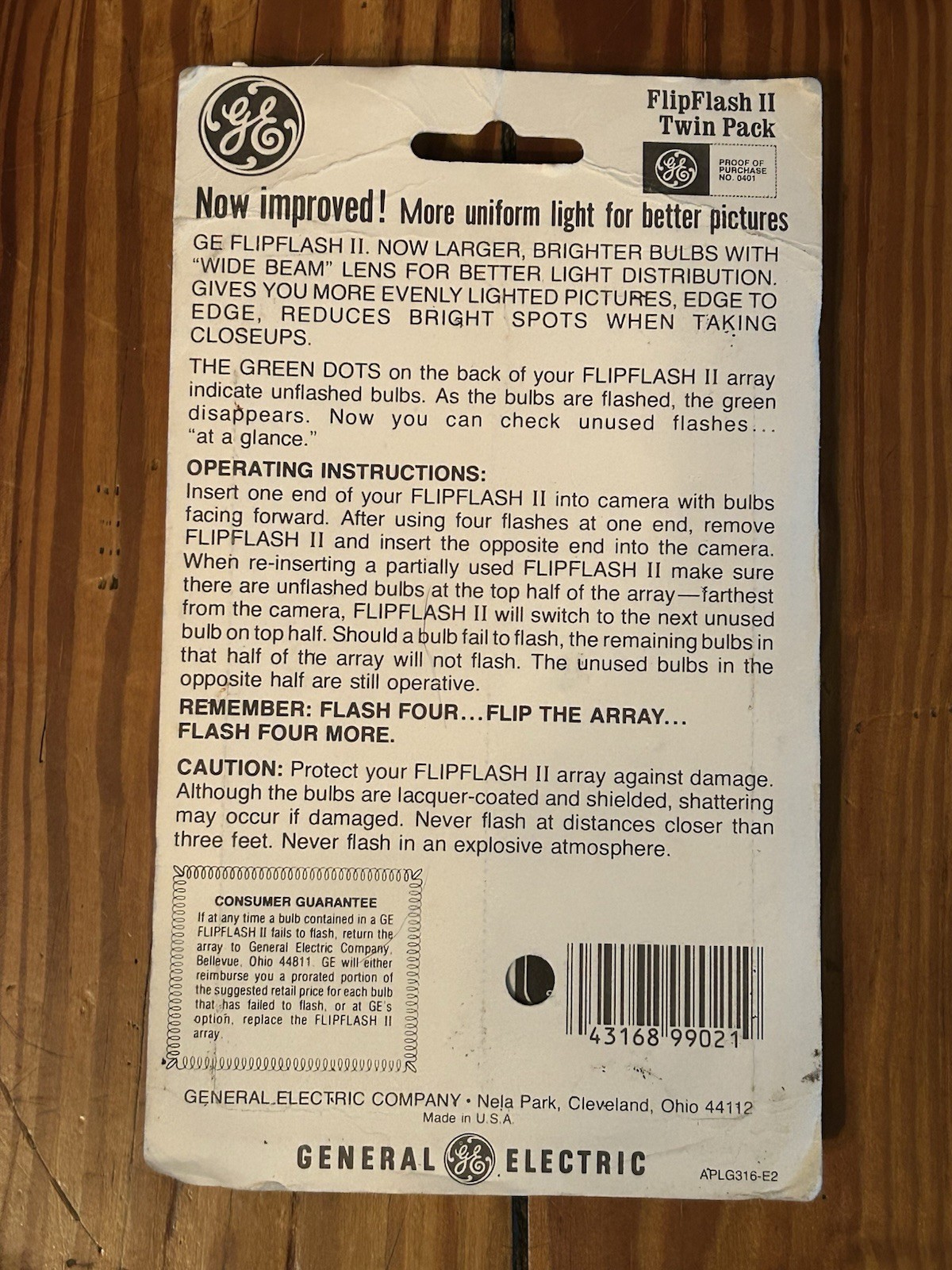 GE Flip Flash II | 2 Bars / 16 Flashes, For FlipFlash Cameras NEW