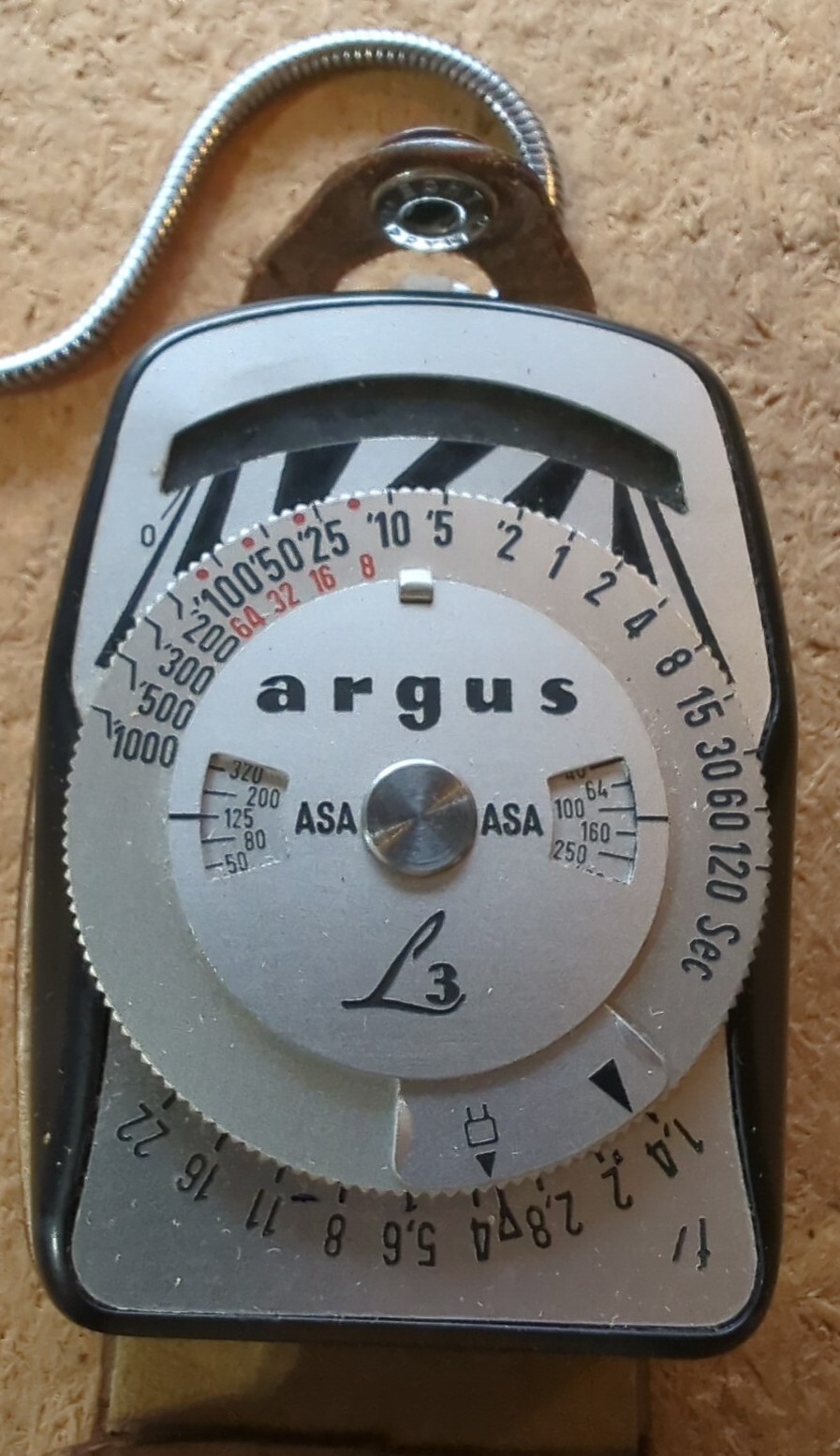 Argus L3 Light Meter Leather Case and Chain Vintage Photography