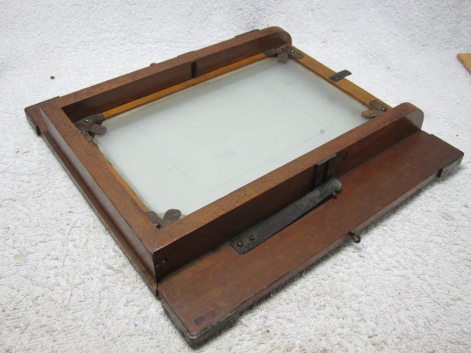 Antique VIEW CAMERA Wood GROUND GLASS Part. 5×8 OLD Large Format Spring Back
