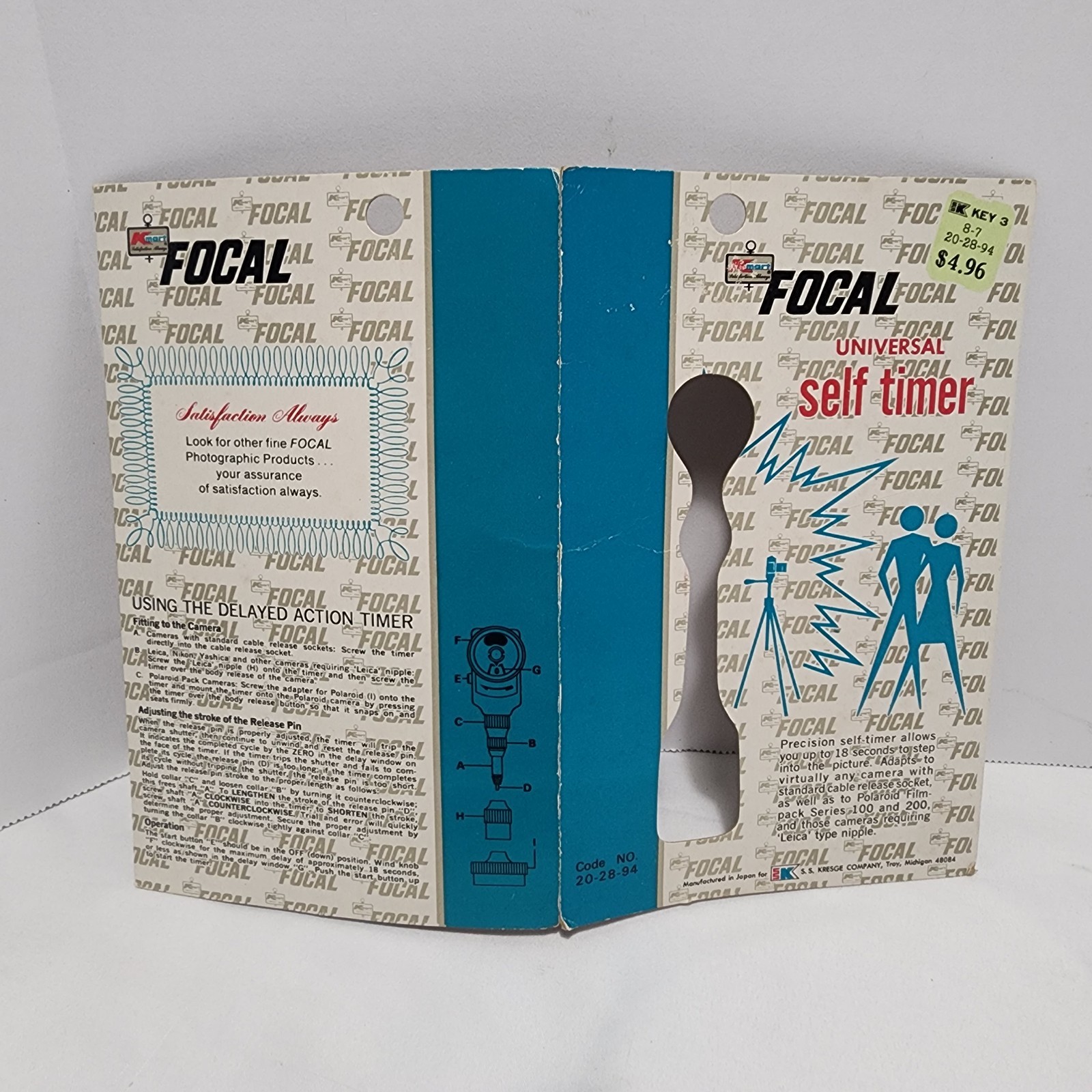 Vtg FOCAL Universal Self Timer Original Kmart Packaging Japan EMPTY BOX ONLY