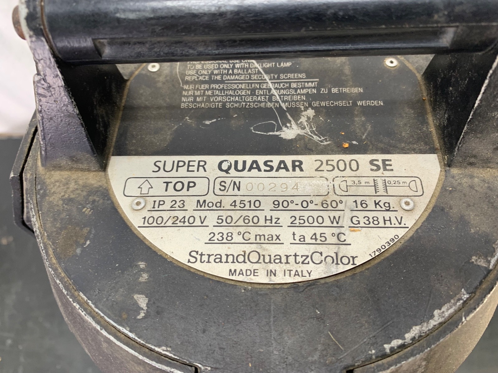 Vintage Strand Lighting Quartz Color Super Quasar 2500 SE Film Studio Light