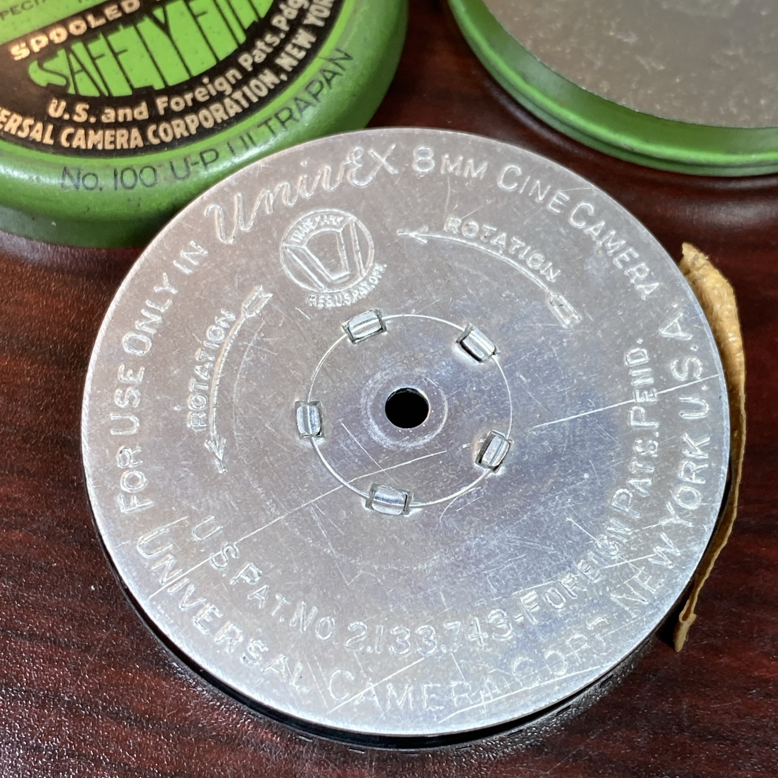 Univex Safety Film, Full Reel, Box, and Mailing Envelope VGC TIN ADVERTISING