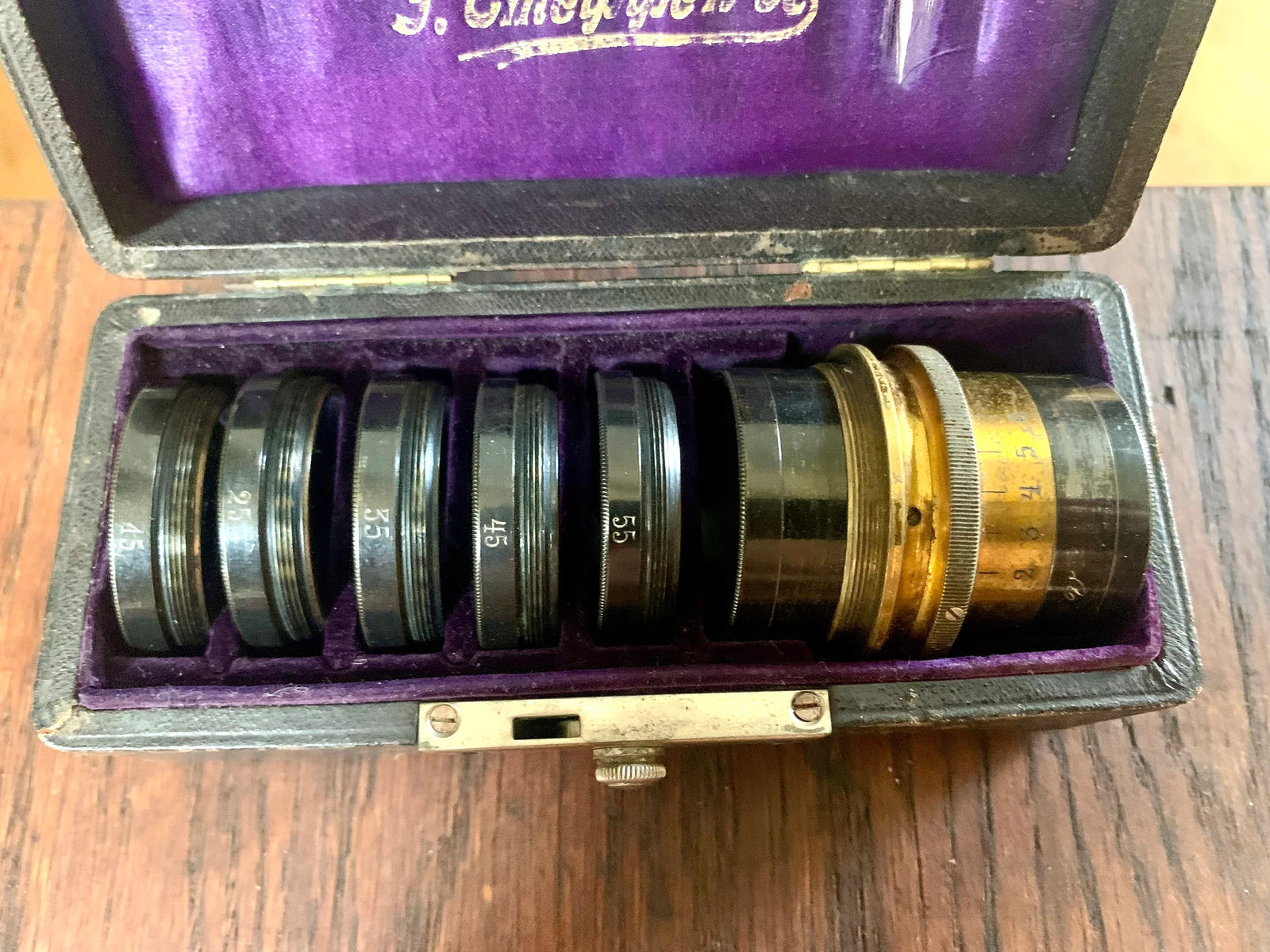 Antique Lens Casket Set | Emil Busch Vademecum Lens Gasket Set | 7 Lens 15-75mm