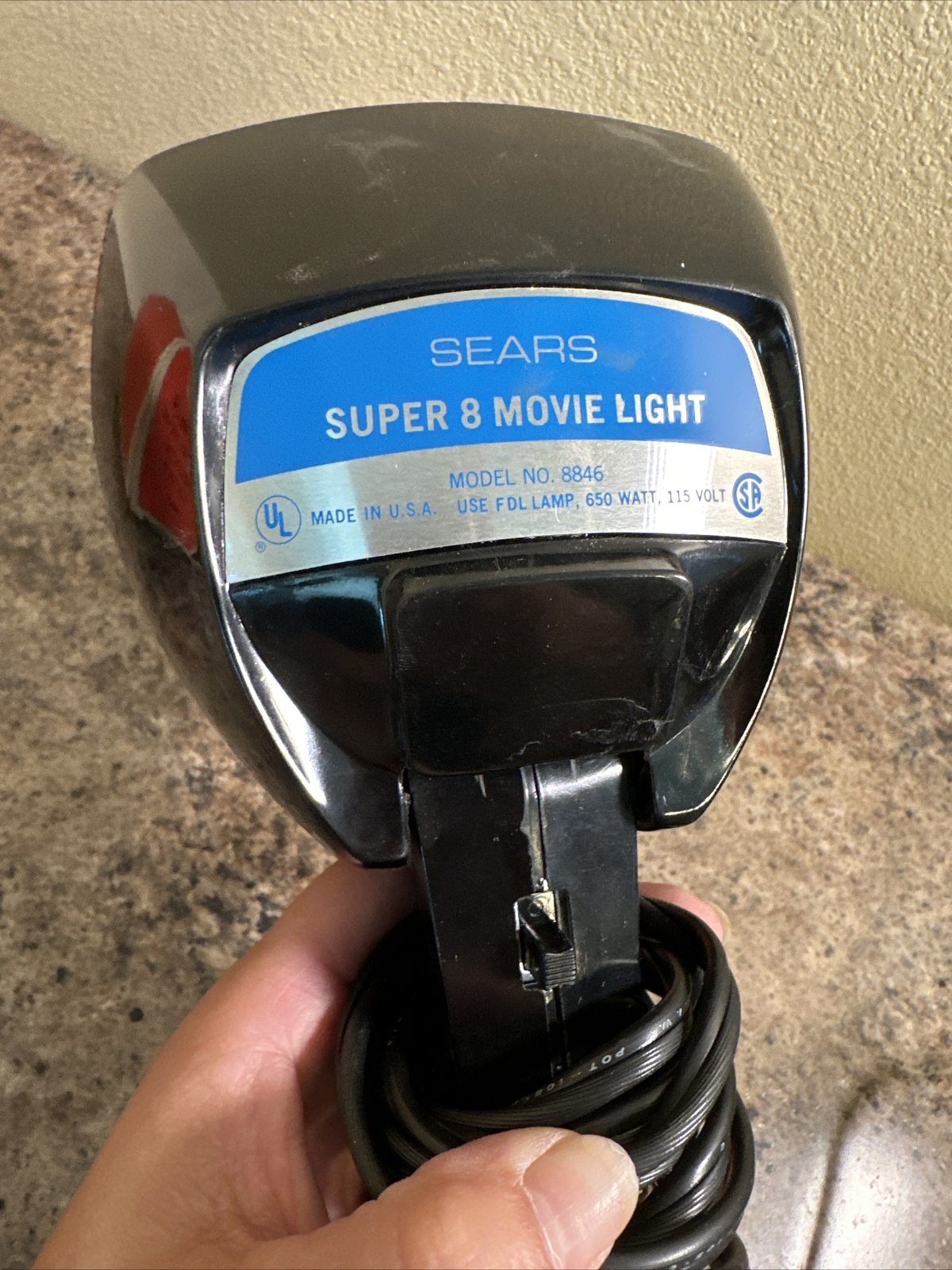 Vintage Sears Super 8 650 Watt Sealed Beam Movie Light Model 8846 w/ Box