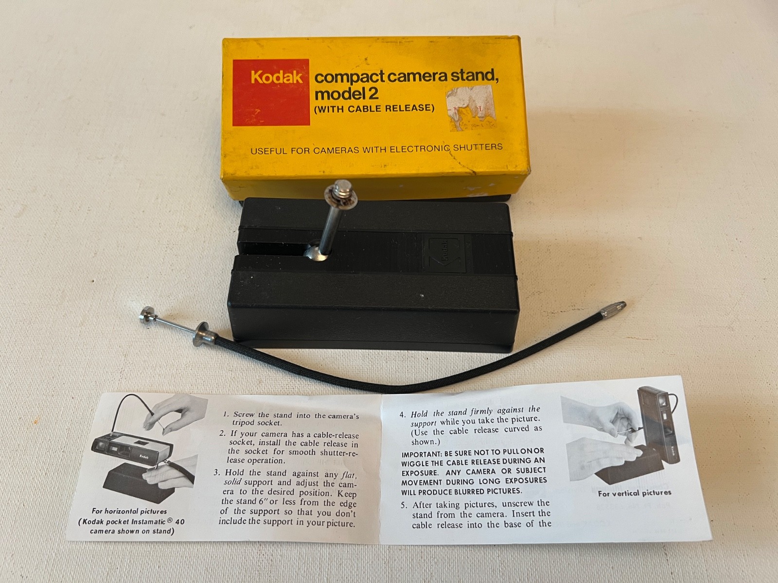 Vintage Kodak Compact (Instamatic) Camera Stand Model 2 with Cable Release Used